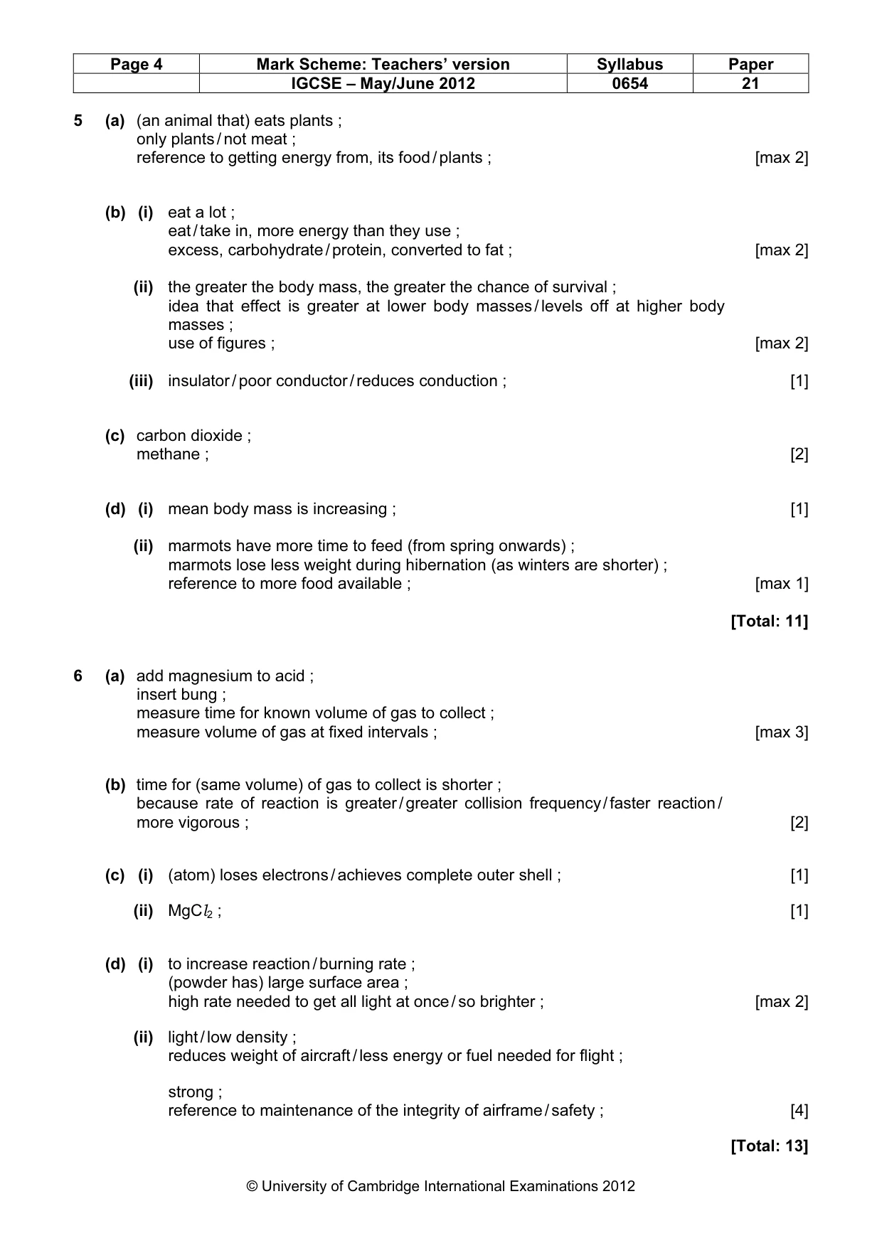 Mark scheme, page 4 of 7
