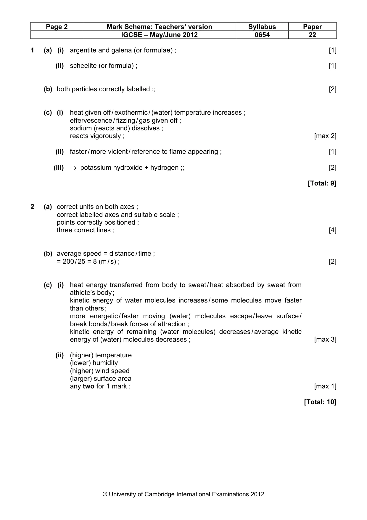Mark scheme, page 2 of 8