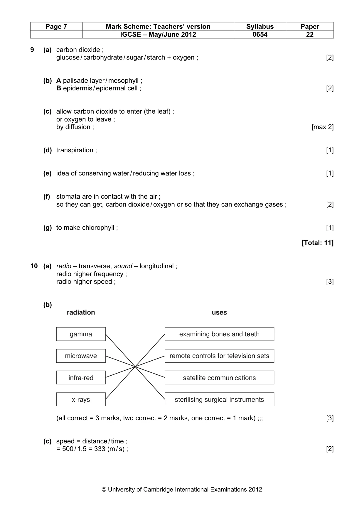 Mark scheme, page 7 of 8