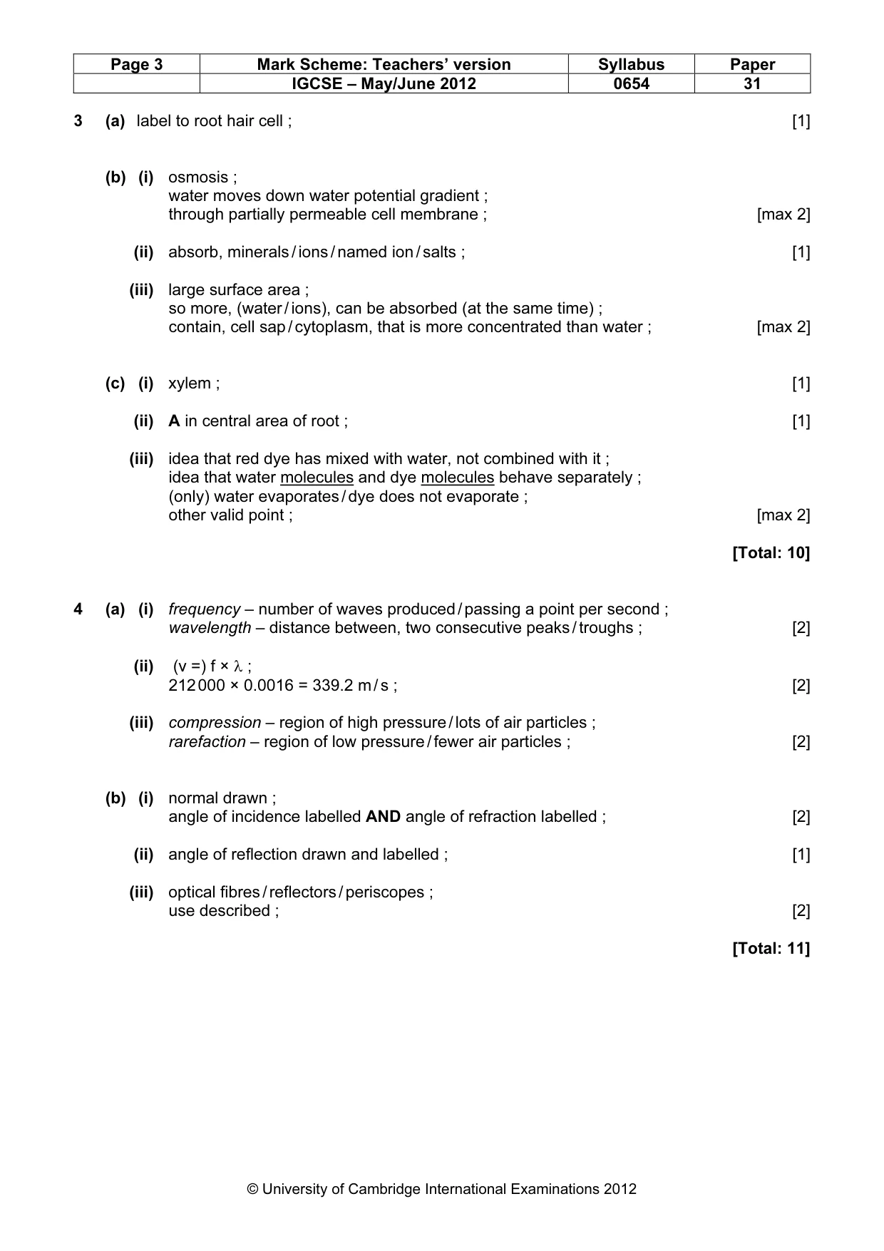 Mark scheme, page 3 of 8