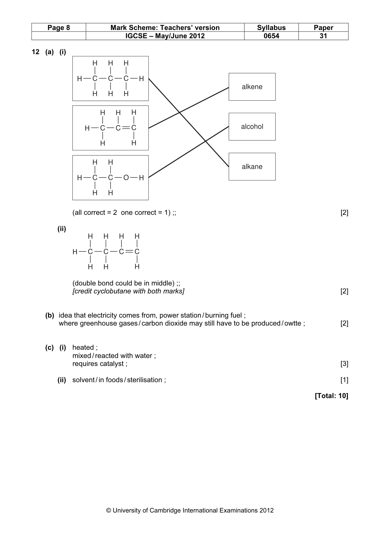 Mark scheme, page 8 of 8