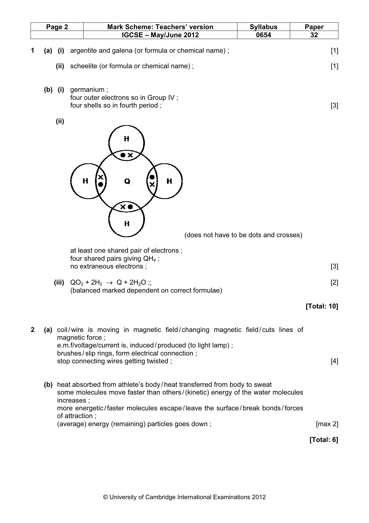 Mark scheme, page 2 of 8