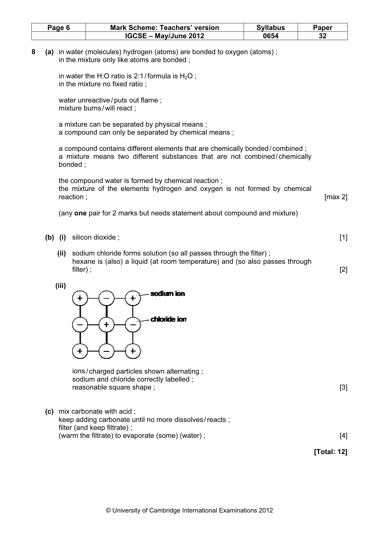 Mark scheme, page 6 of 8