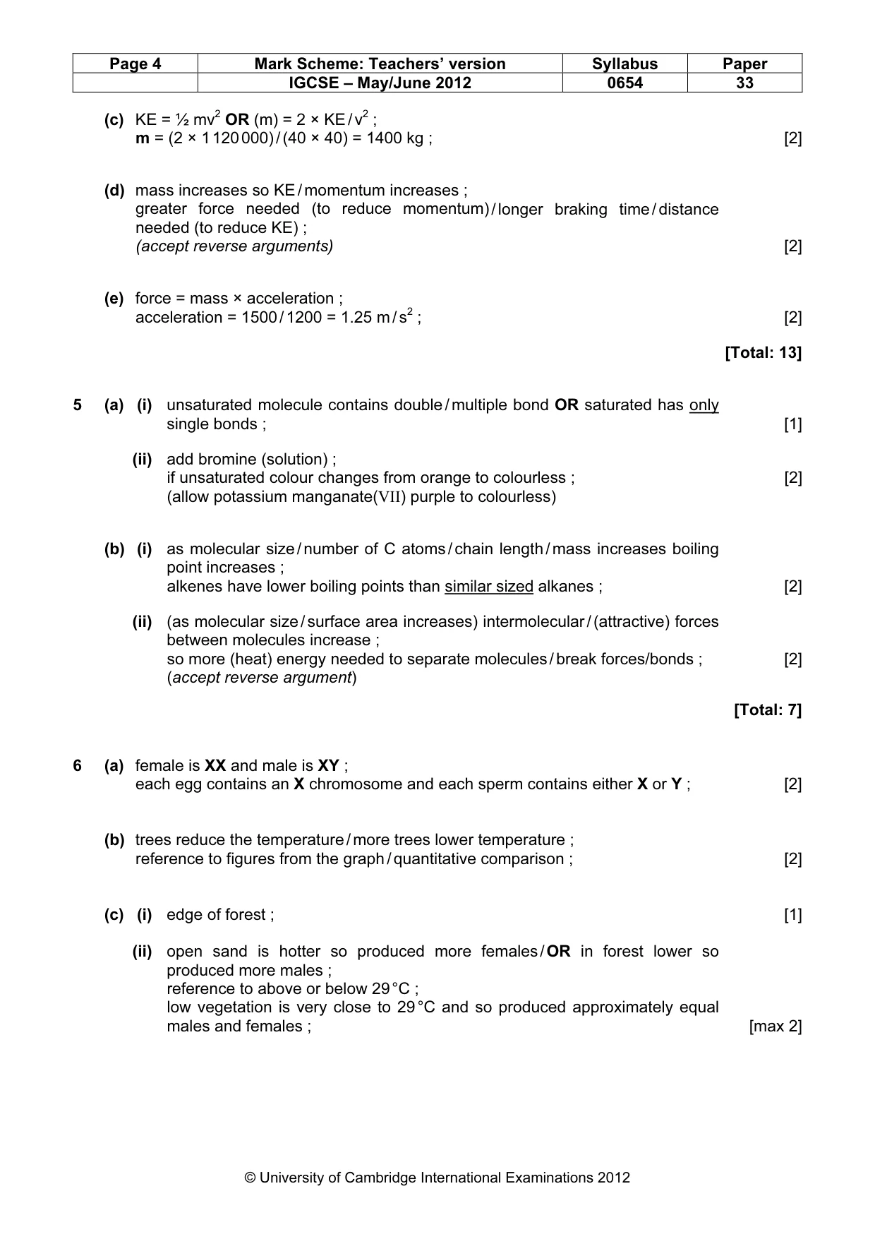 Mark scheme, page 4 of 8