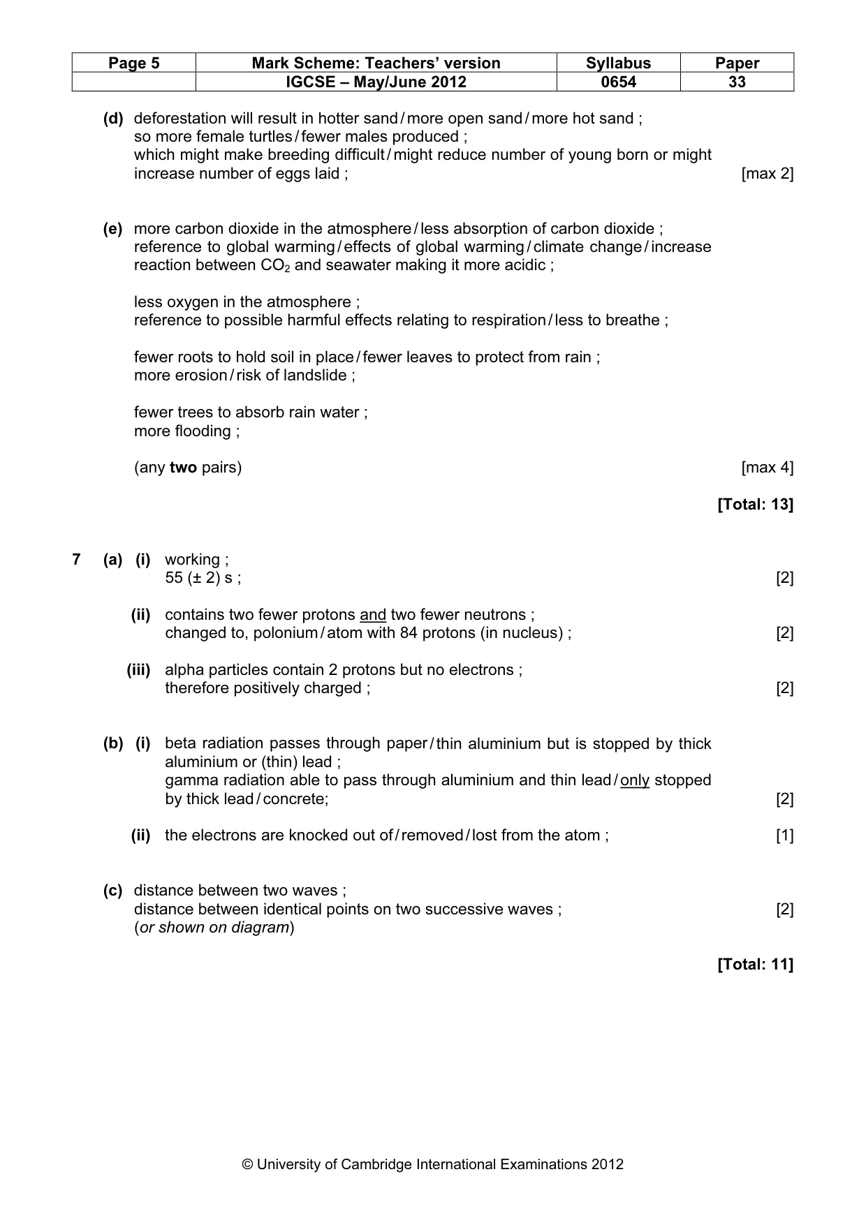 Mark scheme, page 5 of 8