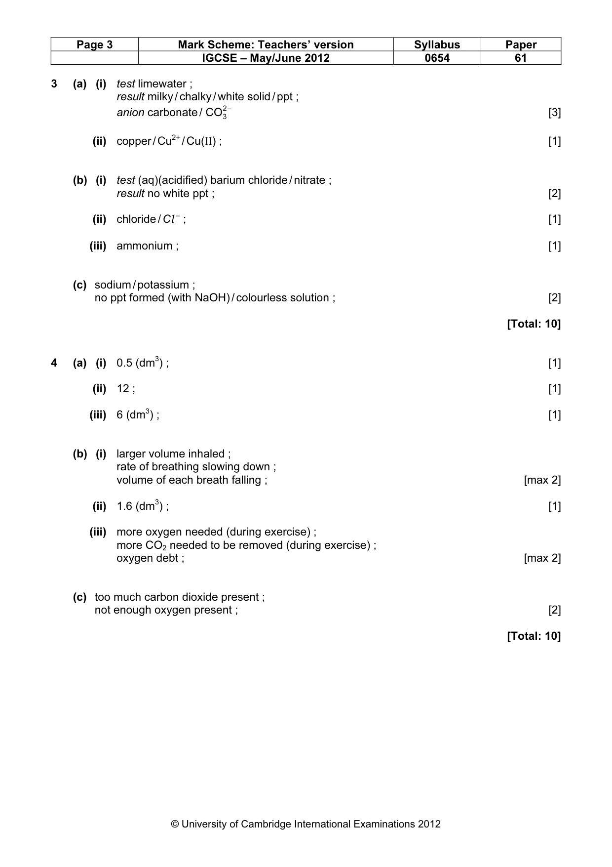 Mark scheme, page 3 of 4