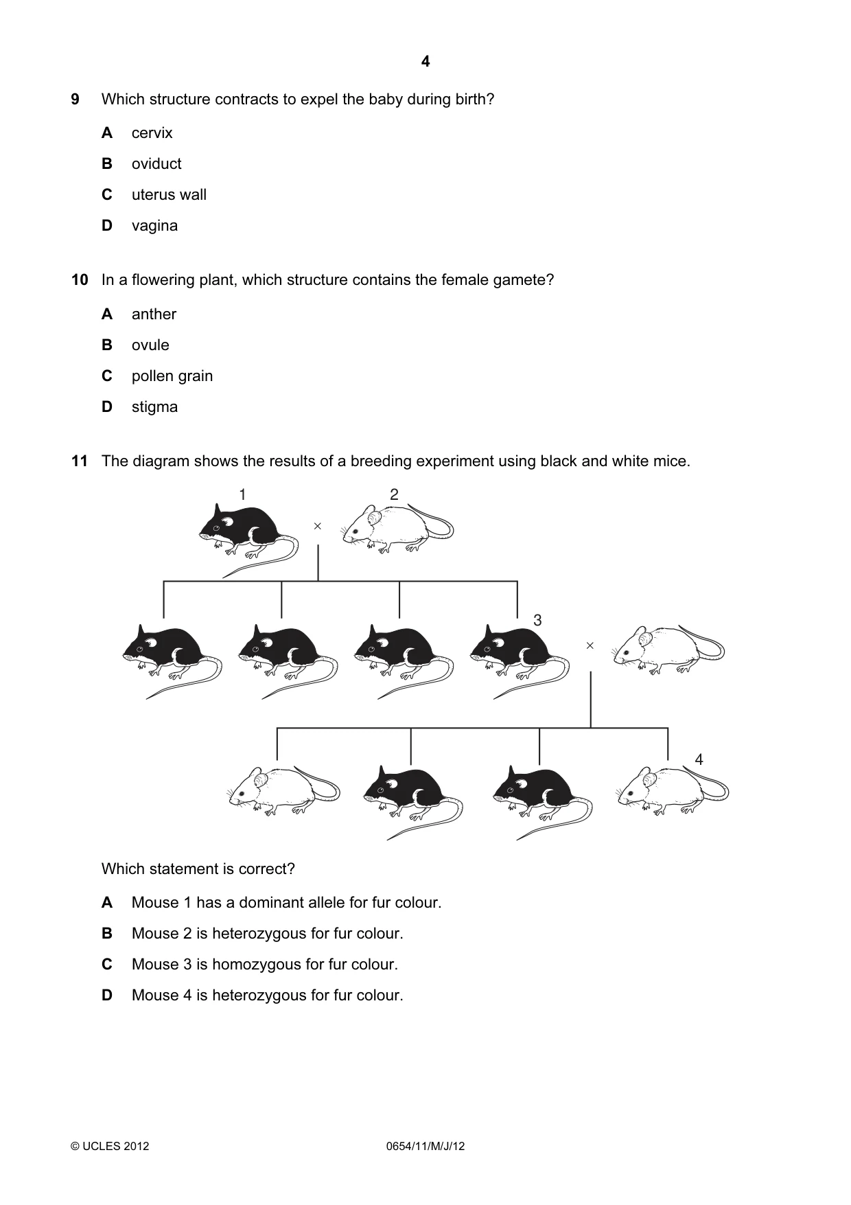 Cambridge IGCSE Sciences - Co-ordinated (Double) 0654 2012 May/June Paper 1 · Variant 1 question paper, page 4 of 20