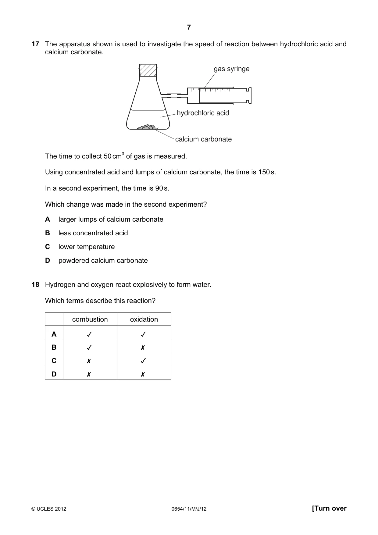 Cambridge IGCSE Sciences - Co-ordinated (Double) 0654 2012 May/June Paper 1 · Variant 1 question paper, page 7 of 20