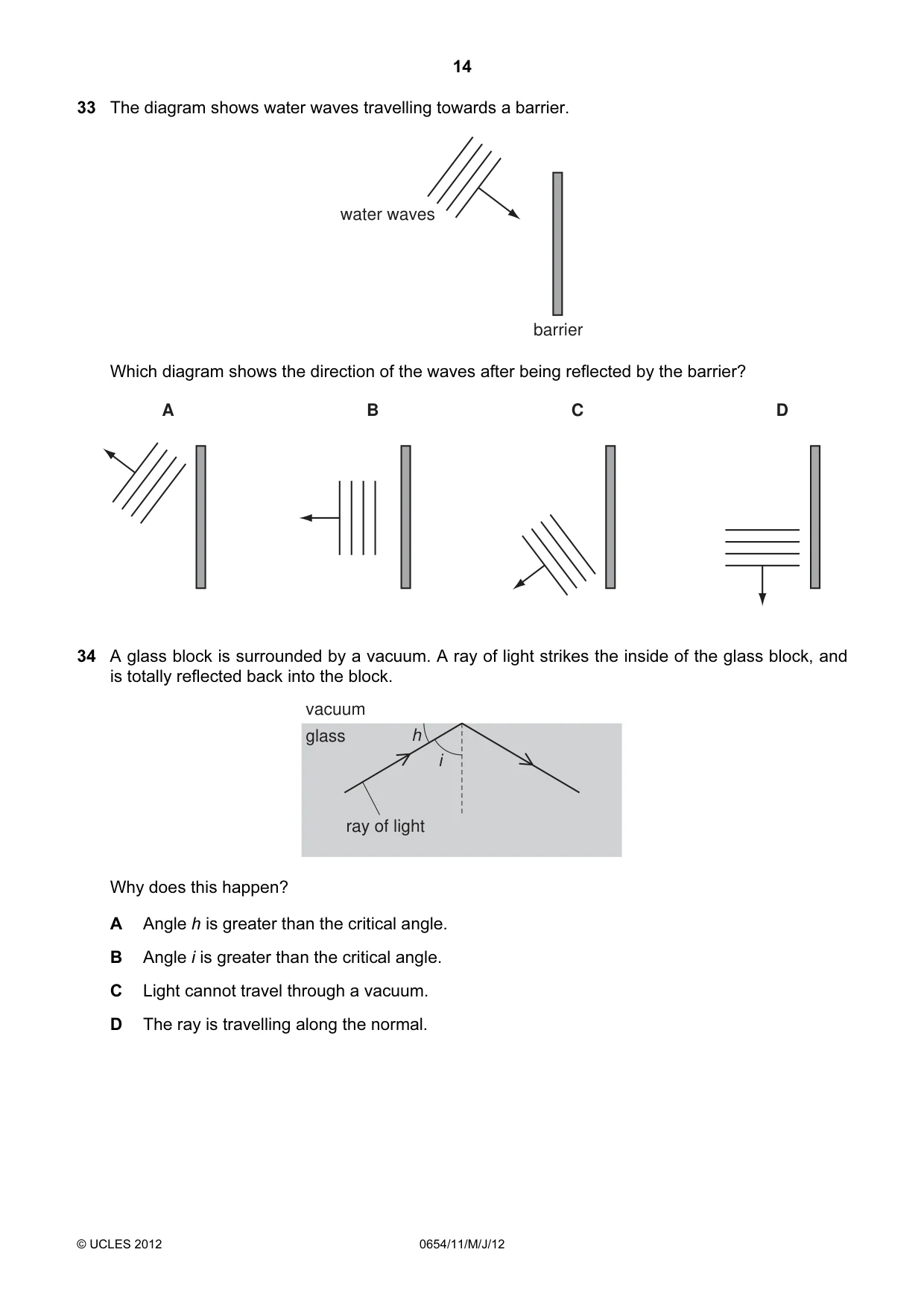 Cambridge IGCSE Sciences - Co-ordinated (Double) 0654 2012 May/June Paper 1 · Variant 1 question paper, page 14 of 20