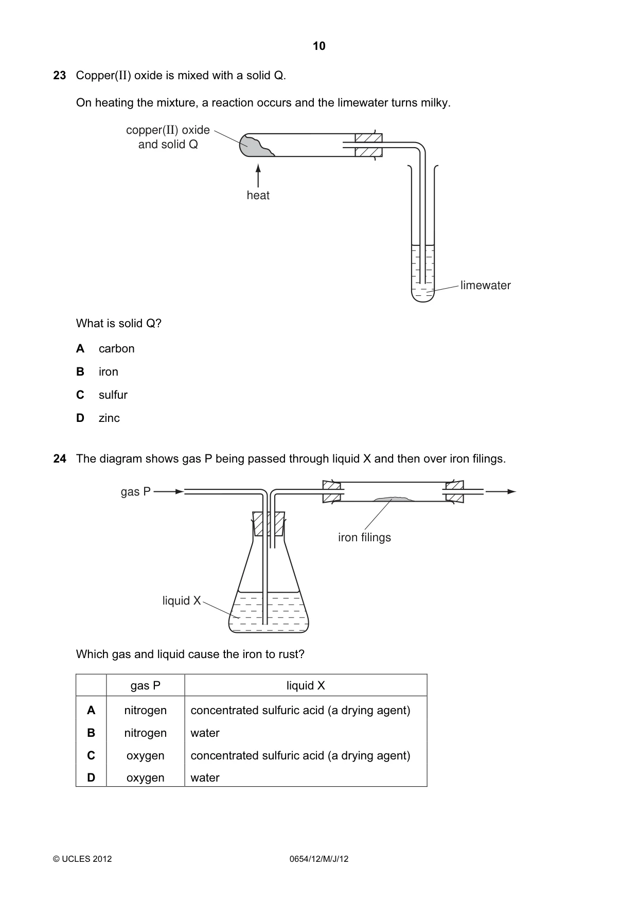 Cambridge IGCSE Sciences - Co-ordinated (Double) 0654 2012 May/June Paper 1 · Variant 2 question paper, page 10 of 20