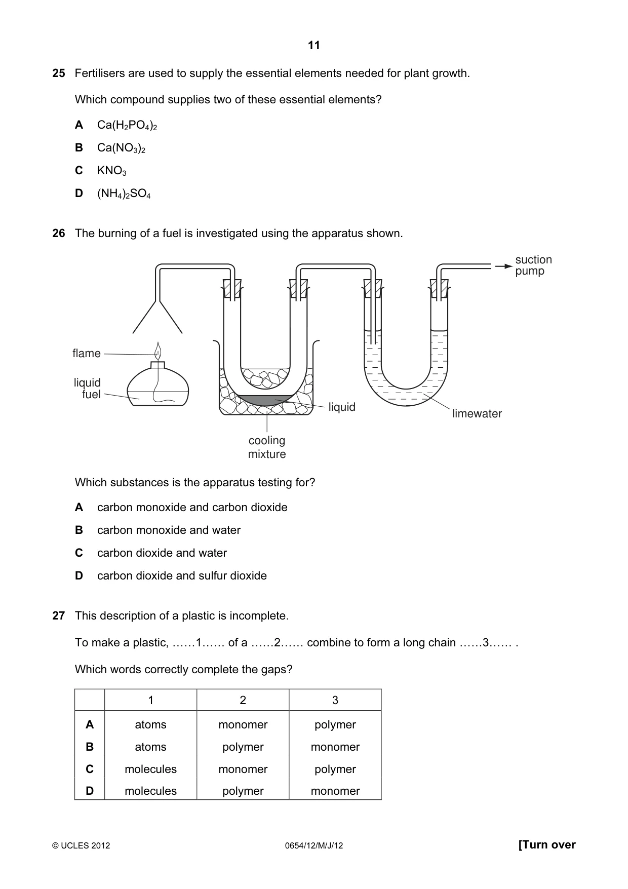 Cambridge IGCSE Sciences - Co-ordinated (Double) 0654 2012 May/June Paper 1 · Variant 2 question paper, page 11 of 20