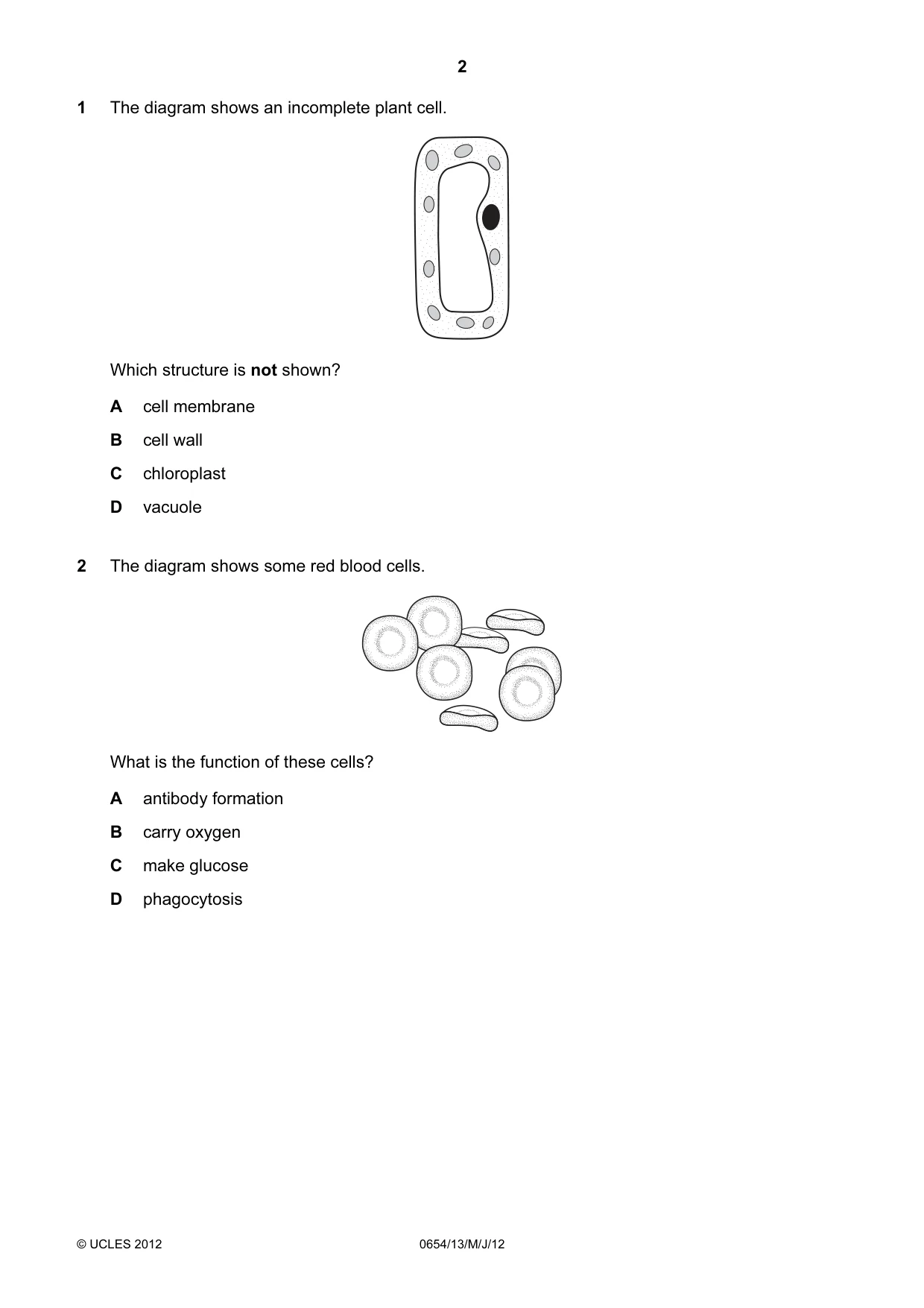 Cambridge IGCSE Sciences - Co-ordinated (Double) 0654 2012 May/June Paper 1 · Variant 3 question paper, page 2 of 20