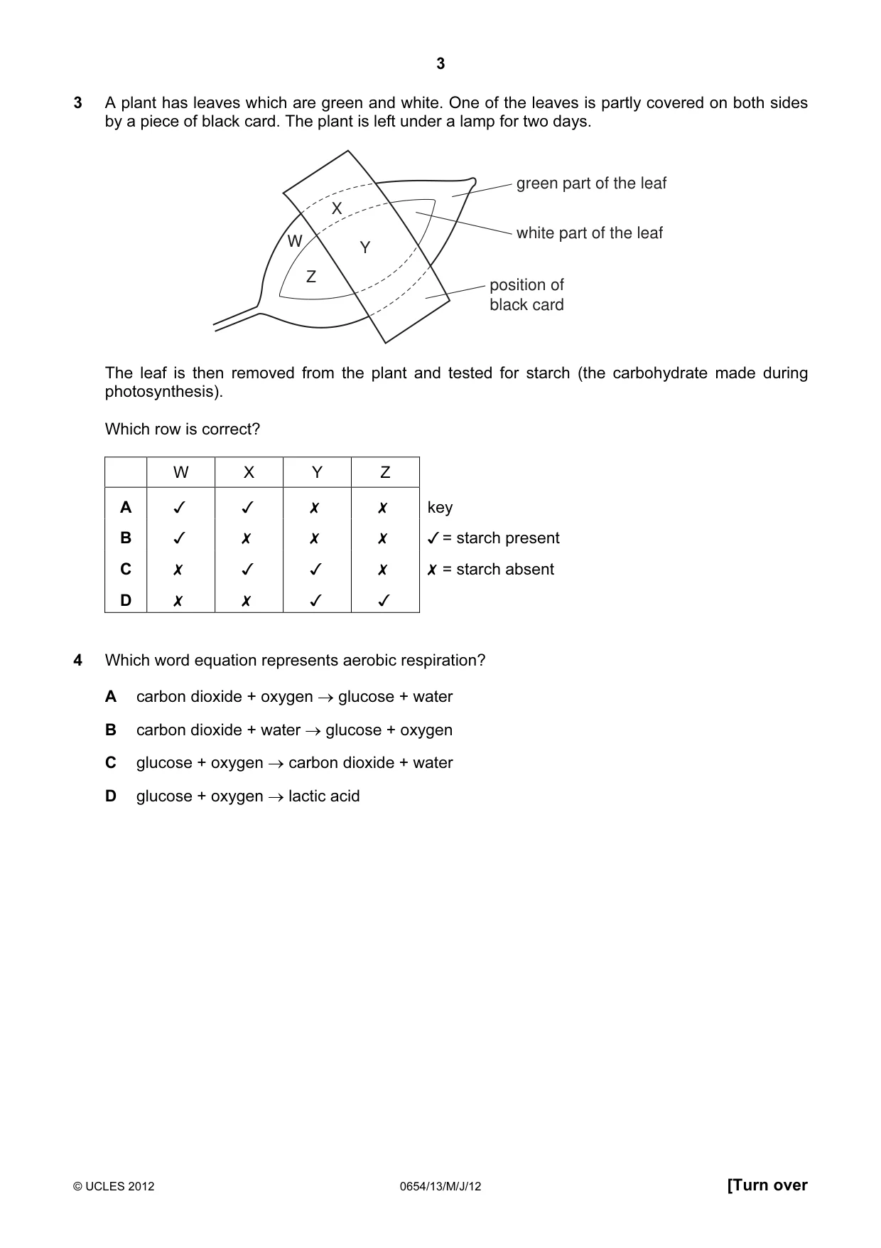 Cambridge IGCSE Sciences - Co-ordinated (Double) 0654 2012 May/June Paper 1 · Variant 3 question paper, page 3 of 20
