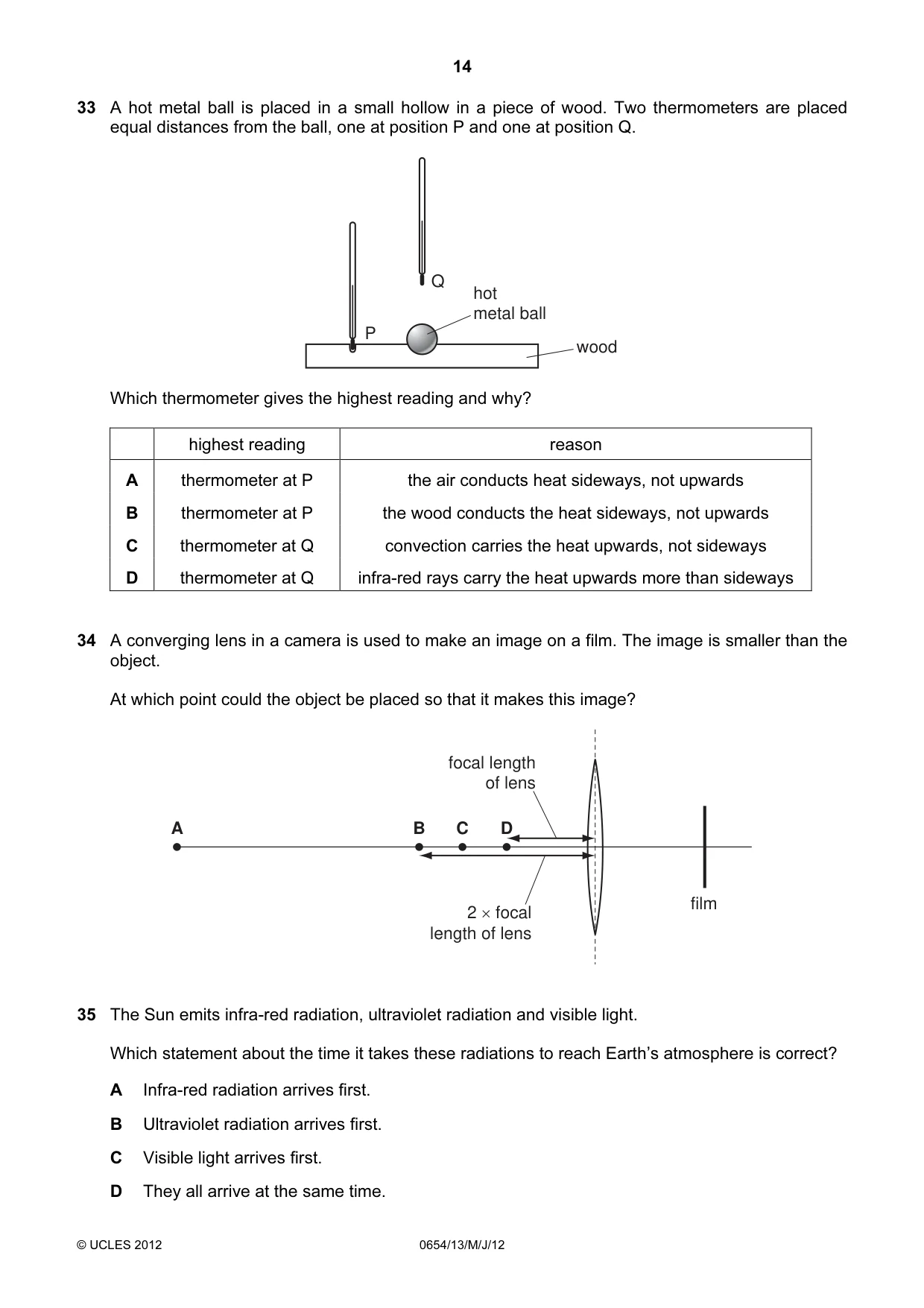 Cambridge IGCSE Sciences - Co-ordinated (Double) 0654 2012 May/June Paper 1 · Variant 3 question paper, page 14 of 20