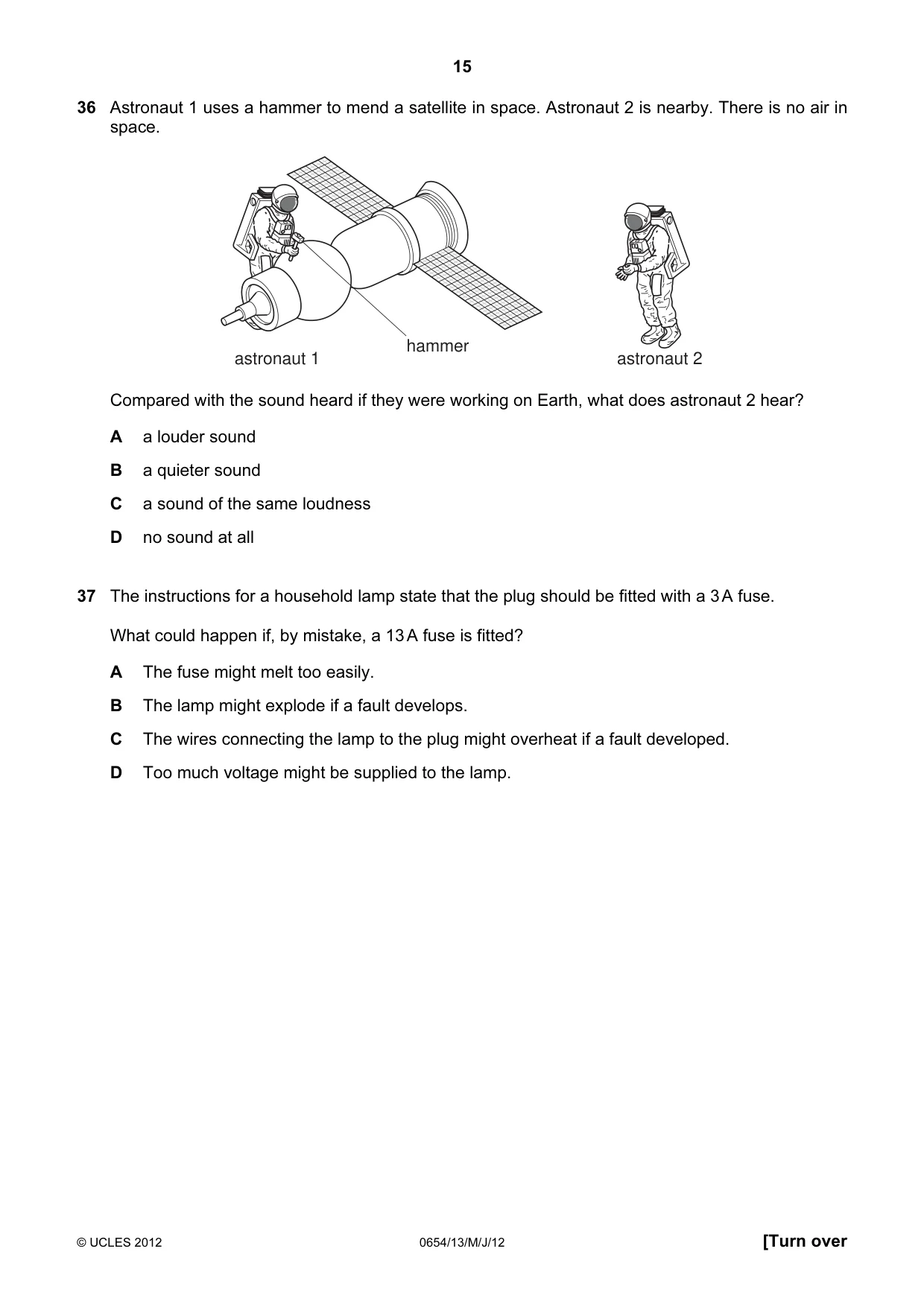 Cambridge IGCSE Sciences - Co-ordinated (Double) 0654 2012 May/June Paper 1 · Variant 3 question paper, page 15 of 20