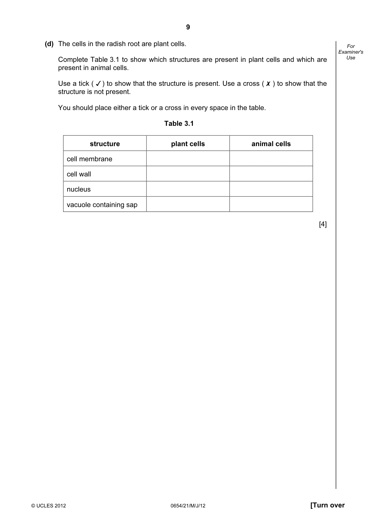 Cambridge IGCSE Sciences - Co-ordinated (Double) 0654 2012 May/June Paper 2 · Variant 1 question paper, page 9 of 32