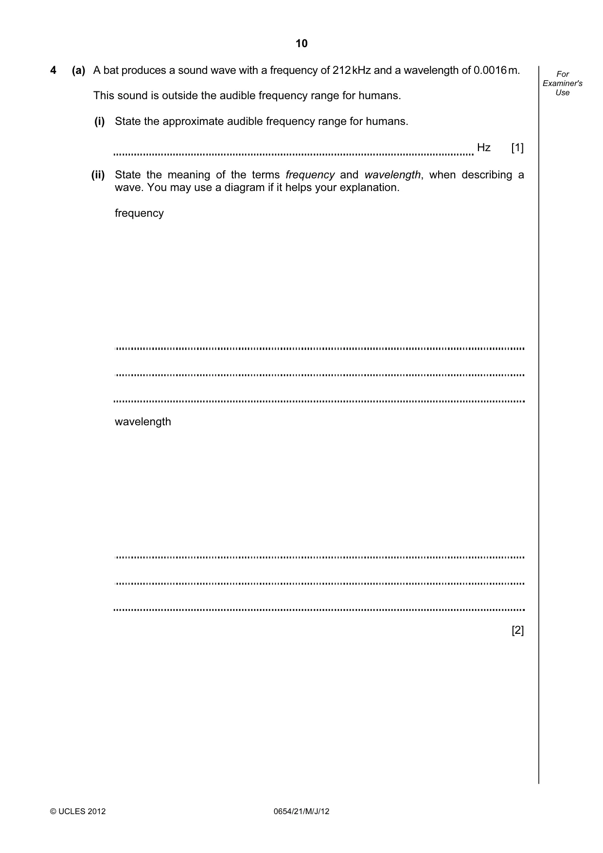 Cambridge IGCSE Sciences - Co-ordinated (Double) 0654 2012 May/June Paper 2 · Variant 1 question paper, page 10 of 32