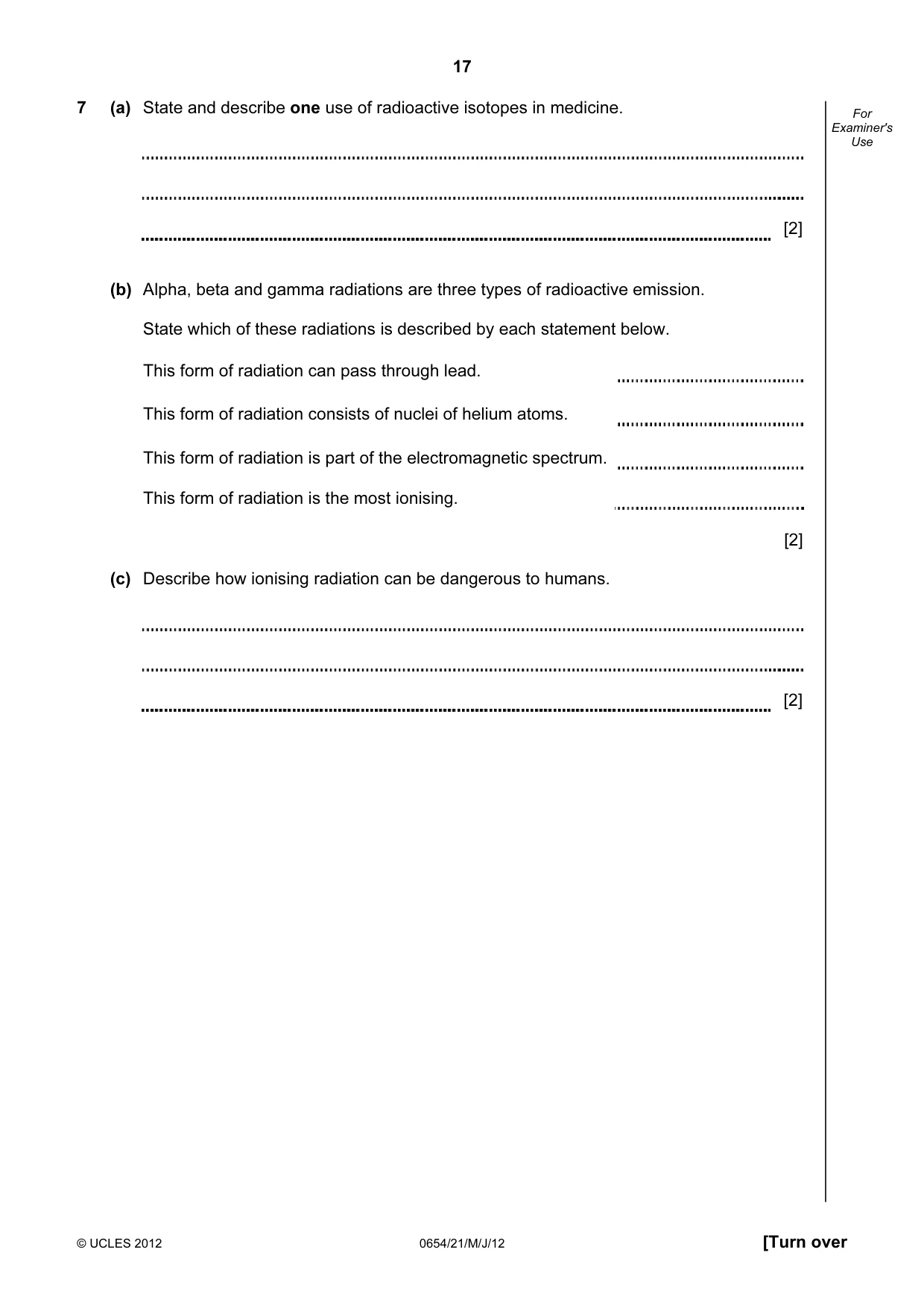 Cambridge IGCSE Sciences - Co-ordinated (Double) 0654 2012 May/June Paper 2 · Variant 1 question paper, page 17 of 32