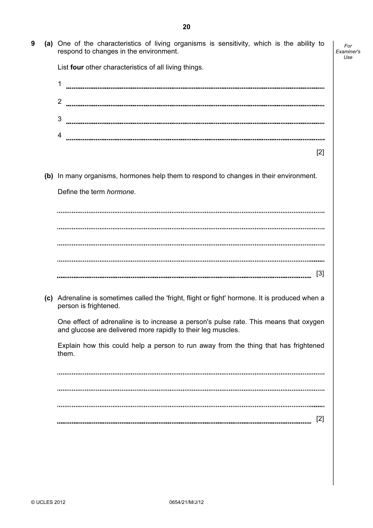 Cambridge IGCSE Sciences - Co-ordinated (Double) 0654 2012 May/June Paper 2 · Variant 1 question paper, page 20 of 32