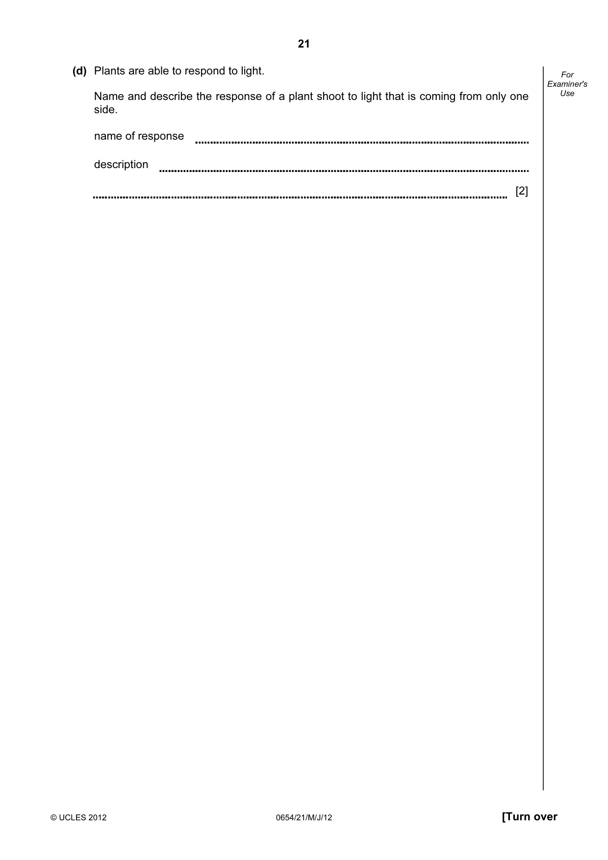 Cambridge IGCSE Sciences - Co-ordinated (Double) 0654 2012 May/June Paper 2 · Variant 1 question paper, page 21 of 32