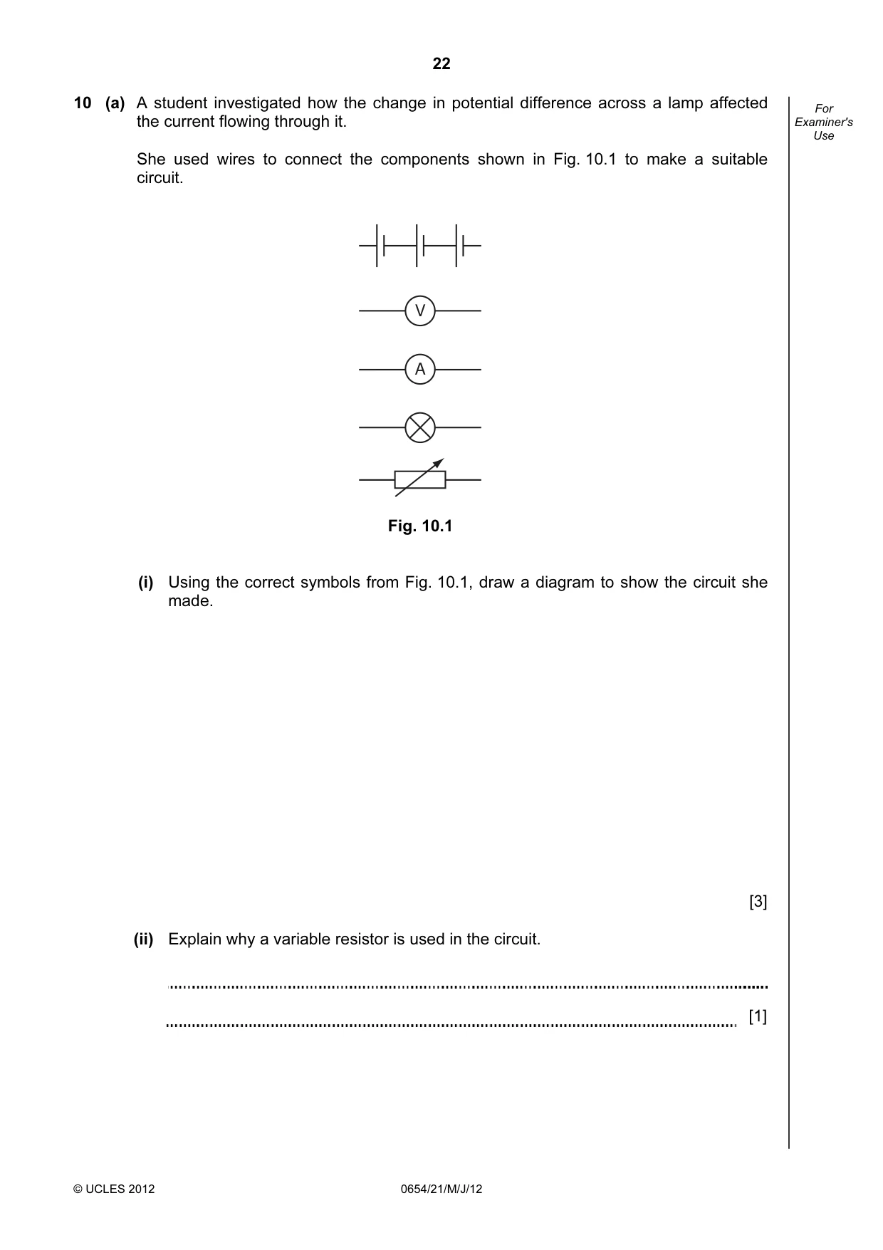 Cambridge IGCSE Sciences - Co-ordinated (Double) 0654 2012 May/June Paper 2 · Variant 1 question paper, page 22 of 32