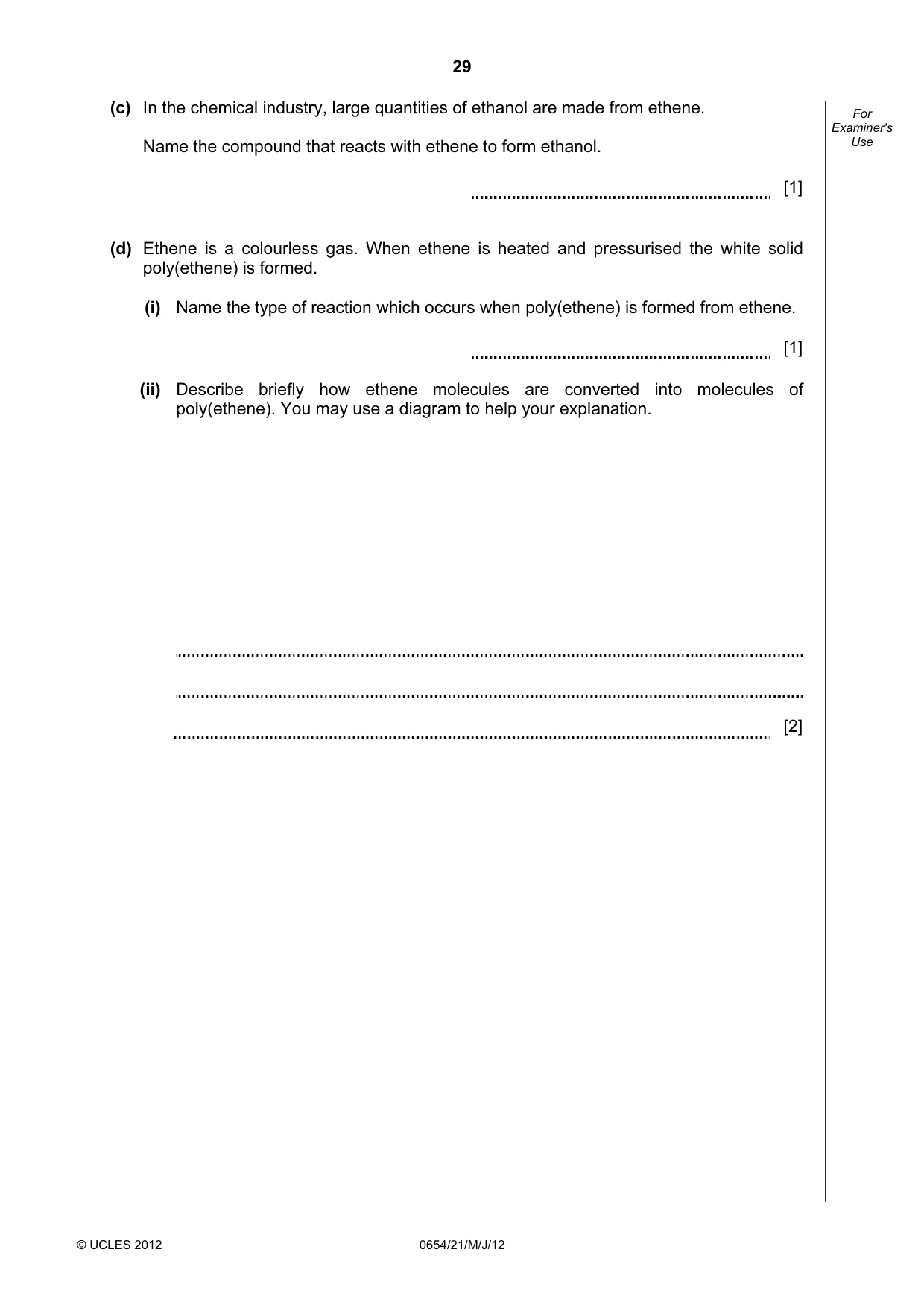 Cambridge IGCSE Sciences - Co-ordinated (Double) 0654 2012 May/June Paper 2 · Variant 1 question paper, page 29 of 32