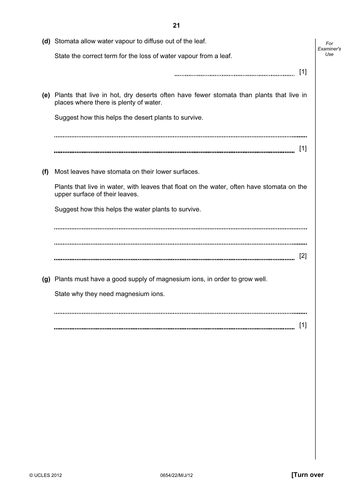 Cambridge IGCSE Sciences - Co-ordinated (Double) 0654 2012 May/June Paper 2 · Variant 2 question paper, page 21 of 28