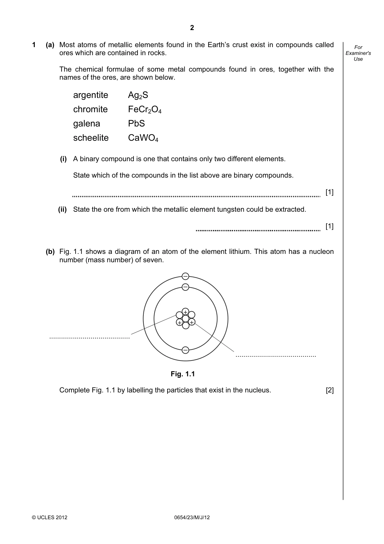 Cambridge IGCSE Sciences - Co-ordinated (Double) 0654 2012 May/June Paper 2 · Variant 3 question paper, page 2 of 28