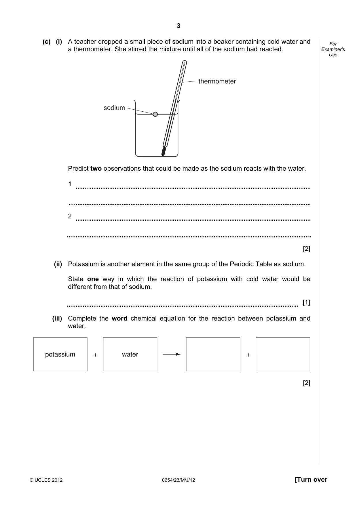 Cambridge IGCSE Sciences - Co-ordinated (Double) 0654 2012 May/June Paper 2 · Variant 3 question paper, page 3 of 28
