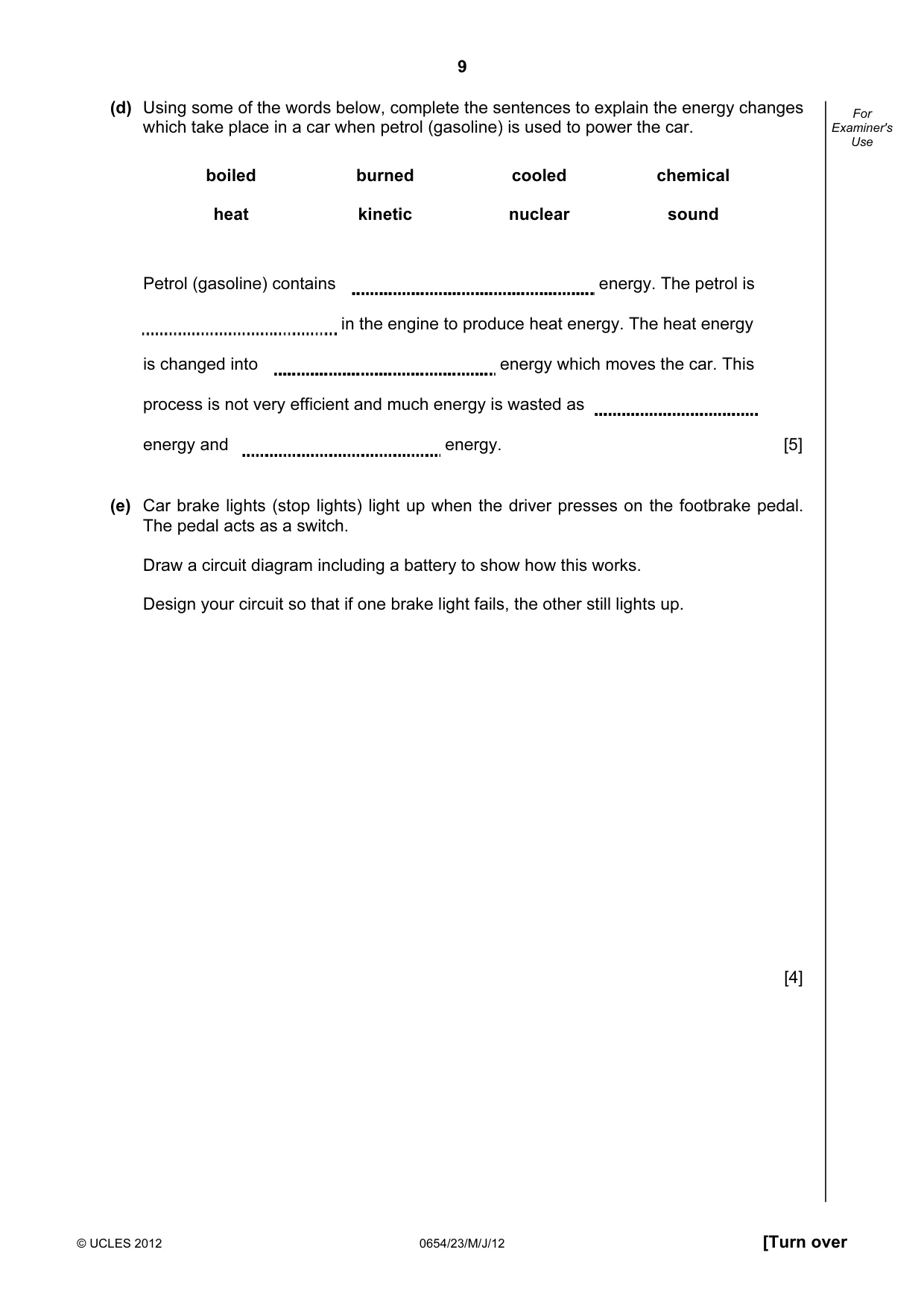 Cambridge IGCSE Sciences - Co-ordinated (Double) 0654 2012 May/June Paper 2 · Variant 3 question paper, page 9 of 28