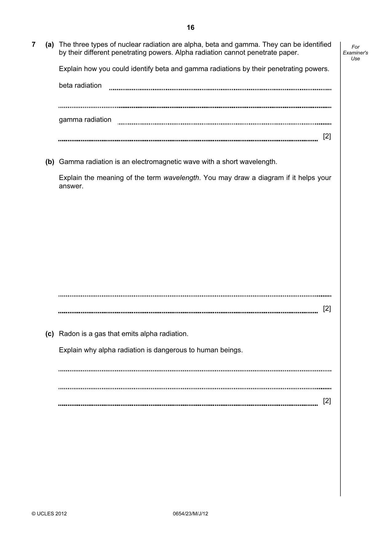 Cambridge IGCSE Sciences - Co-ordinated (Double) 0654 2012 May/June Paper 2 · Variant 3 question paper, page 16 of 28