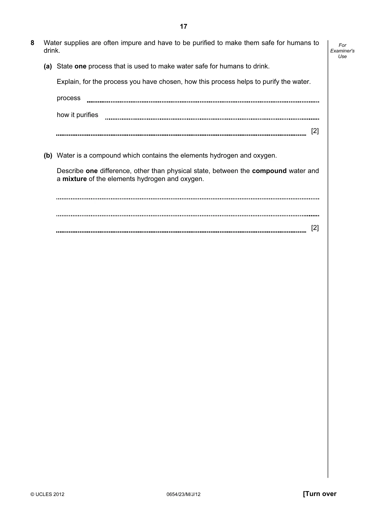 Cambridge IGCSE Sciences - Co-ordinated (Double) 0654 2012 May/June Paper 2 · Variant 3 question paper, page 17 of 28