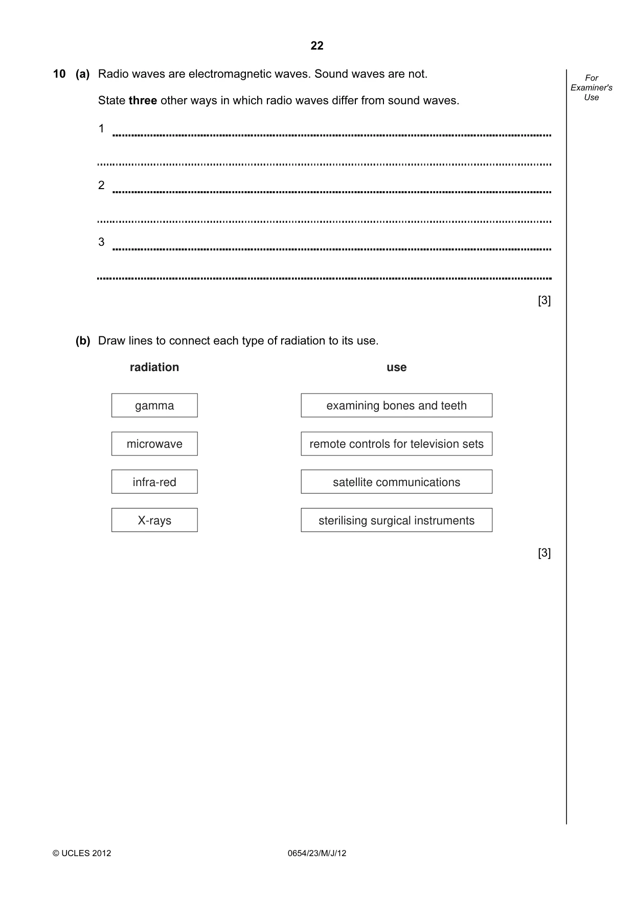 Cambridge IGCSE Sciences - Co-ordinated (Double) 0654 2012 May/June Paper 2 · Variant 3 question paper, page 22 of 28