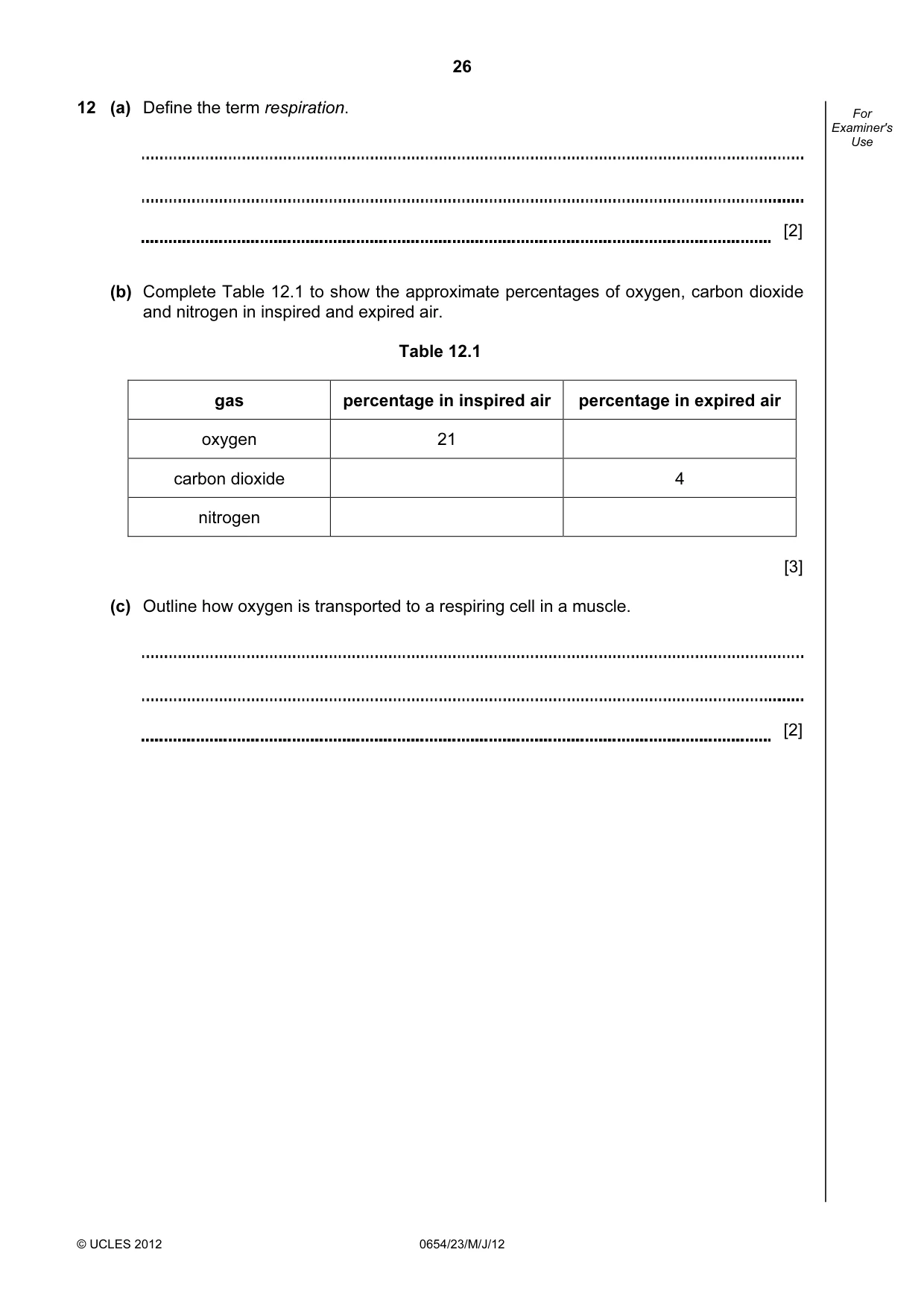 Cambridge IGCSE Sciences - Co-ordinated (Double) 0654 2012 May/June Paper 2 · Variant 3 question paper, page 26 of 28