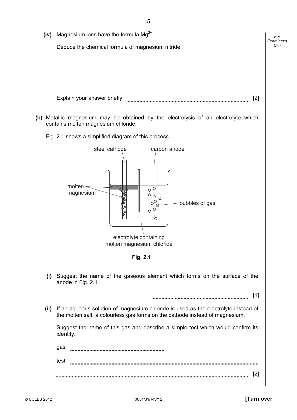 Cambridge IGCSE Sciences - Co-ordinated (Double) 0654 2012 May/June Paper 3 · Variant 1 question paper, page 5 of 28