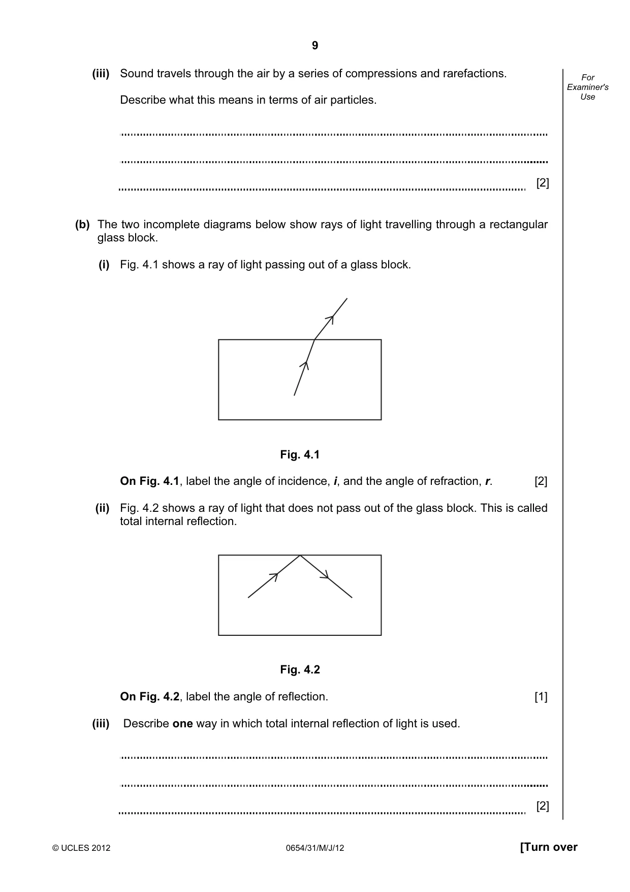 Cambridge IGCSE Sciences - Co-ordinated (Double) 0654 2012 May/June Paper 3 · Variant 1 question paper, page 9 of 28
