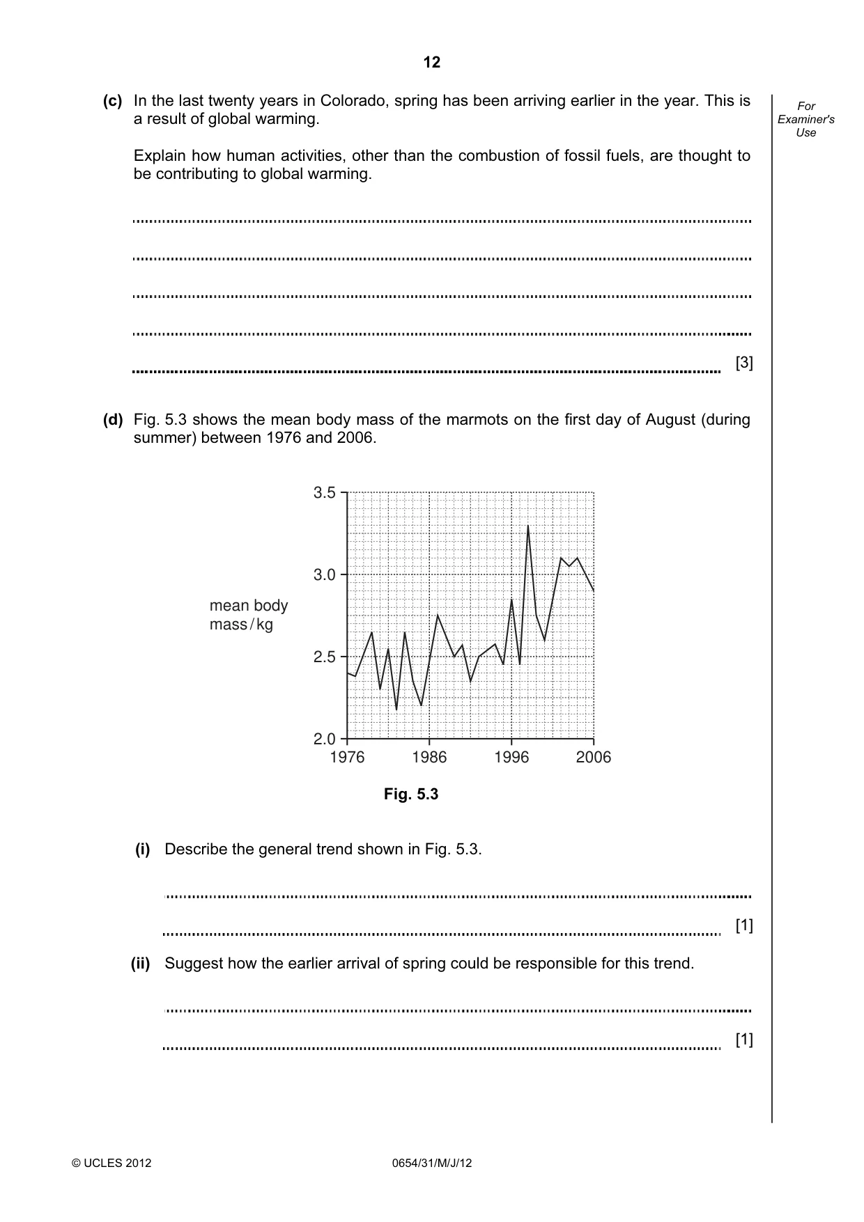 Cambridge IGCSE Sciences - Co-ordinated (Double) 0654 2012 May/June Paper 3 · Variant 1 question paper, page 12 of 28