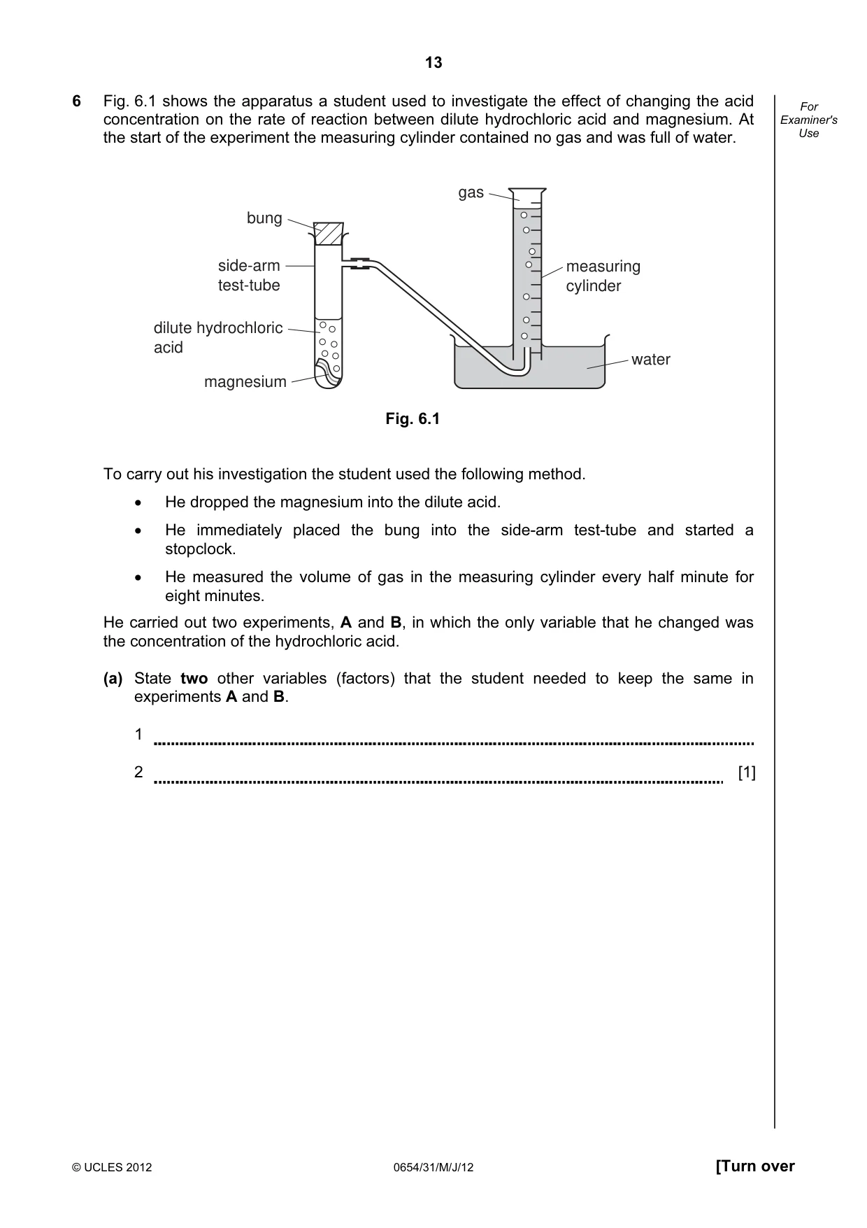 Cambridge IGCSE Sciences - Co-ordinated (Double) 0654 2012 May/June Paper 3 · Variant 1 question paper, page 13 of 28