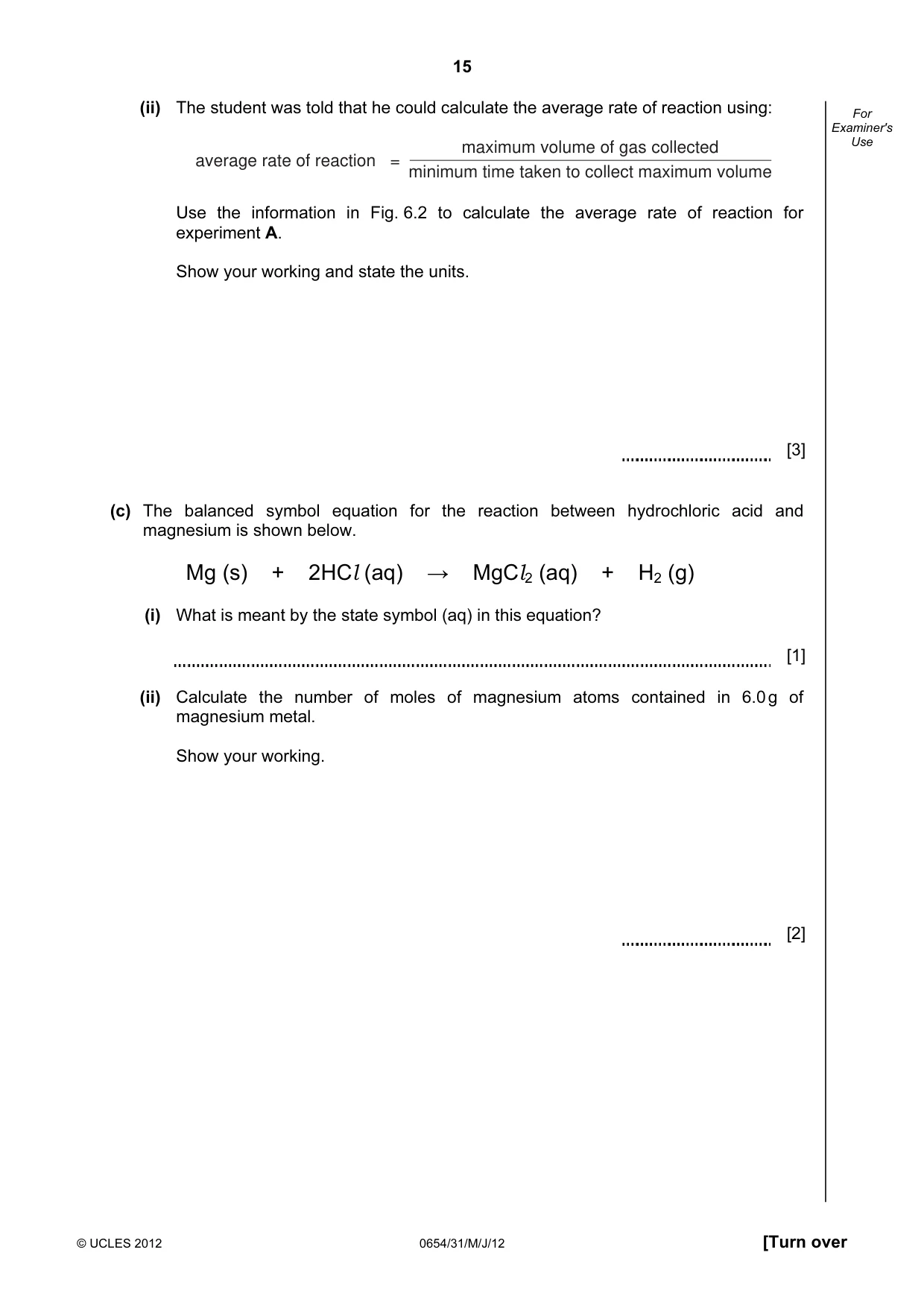 Cambridge IGCSE Sciences - Co-ordinated (Double) 0654 2012 May/June Paper 3 · Variant 1 question paper, page 15 of 28