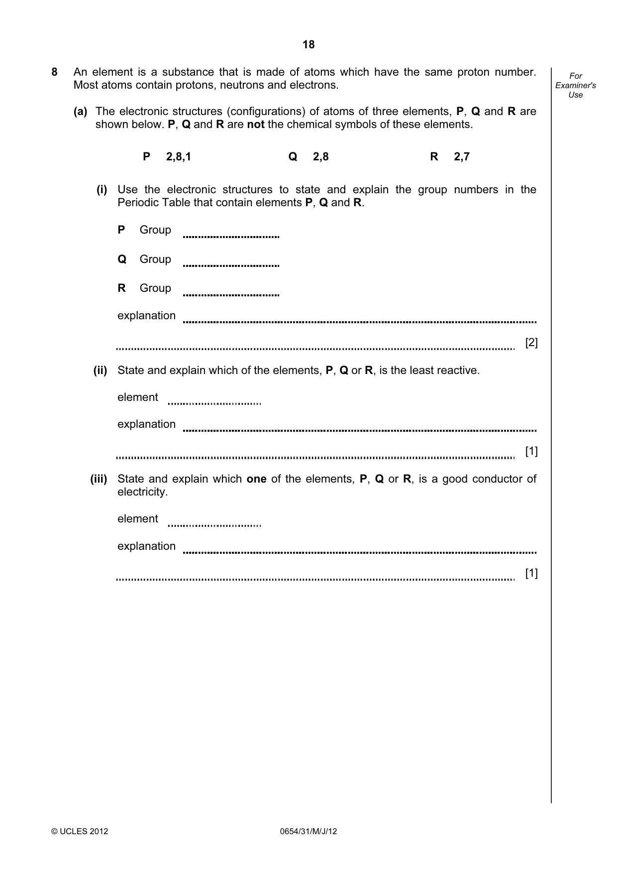 Cambridge IGCSE Sciences - Co-ordinated (Double) 0654 2012 May/June Paper 3 · Variant 1 question paper, page 18 of 28