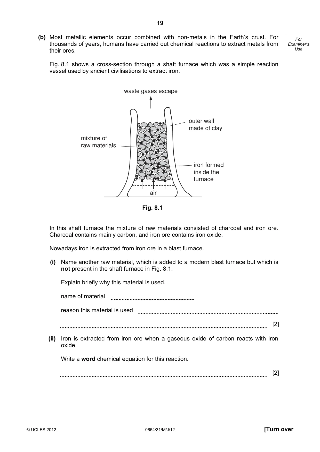 Cambridge IGCSE Sciences - Co-ordinated (Double) 0654 2012 May/June Paper 3 · Variant 1 question paper, page 19 of 28