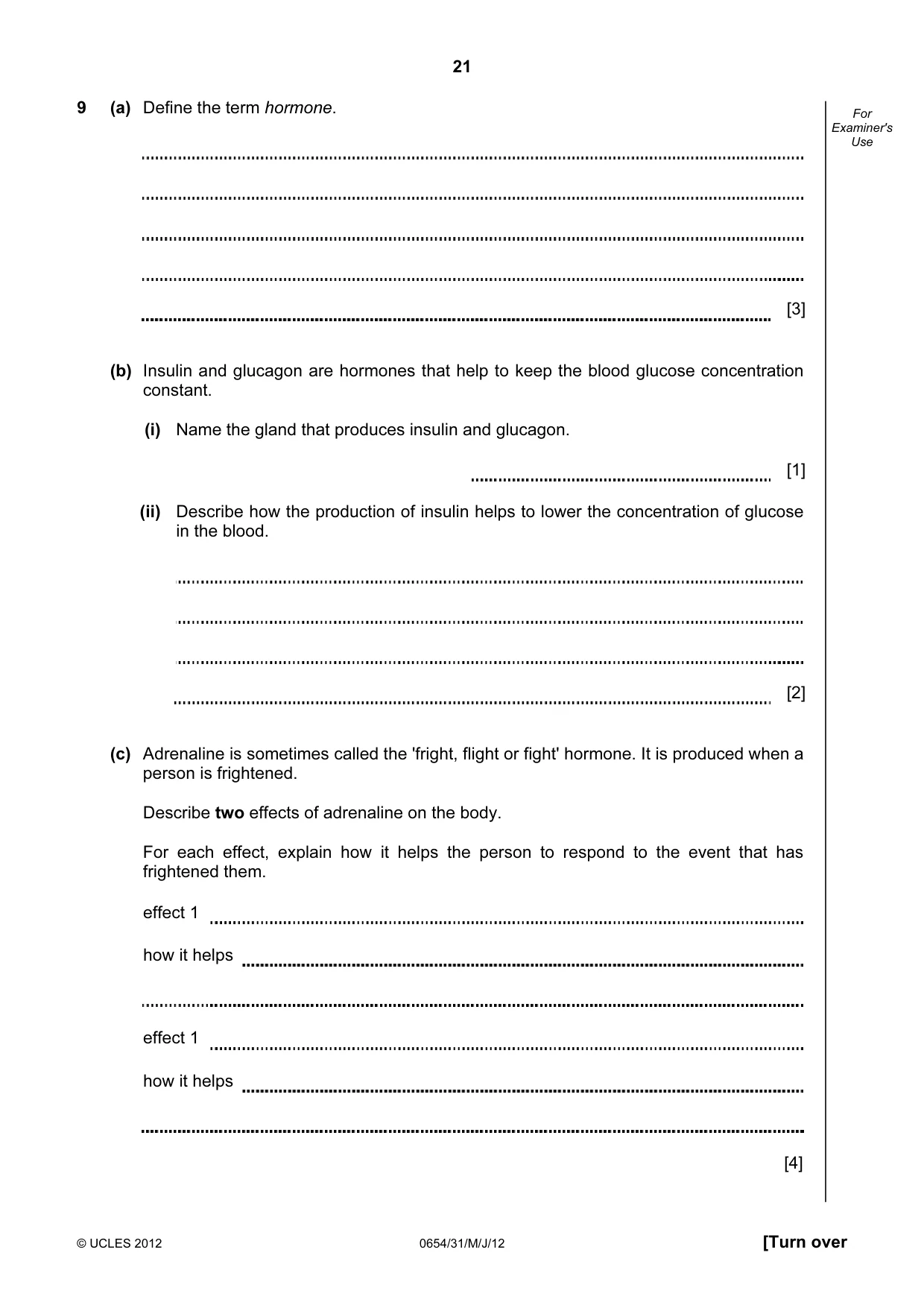 Cambridge IGCSE Sciences - Co-ordinated (Double) 0654 2012 May/June Paper 3 · Variant 1 question paper, page 21 of 28