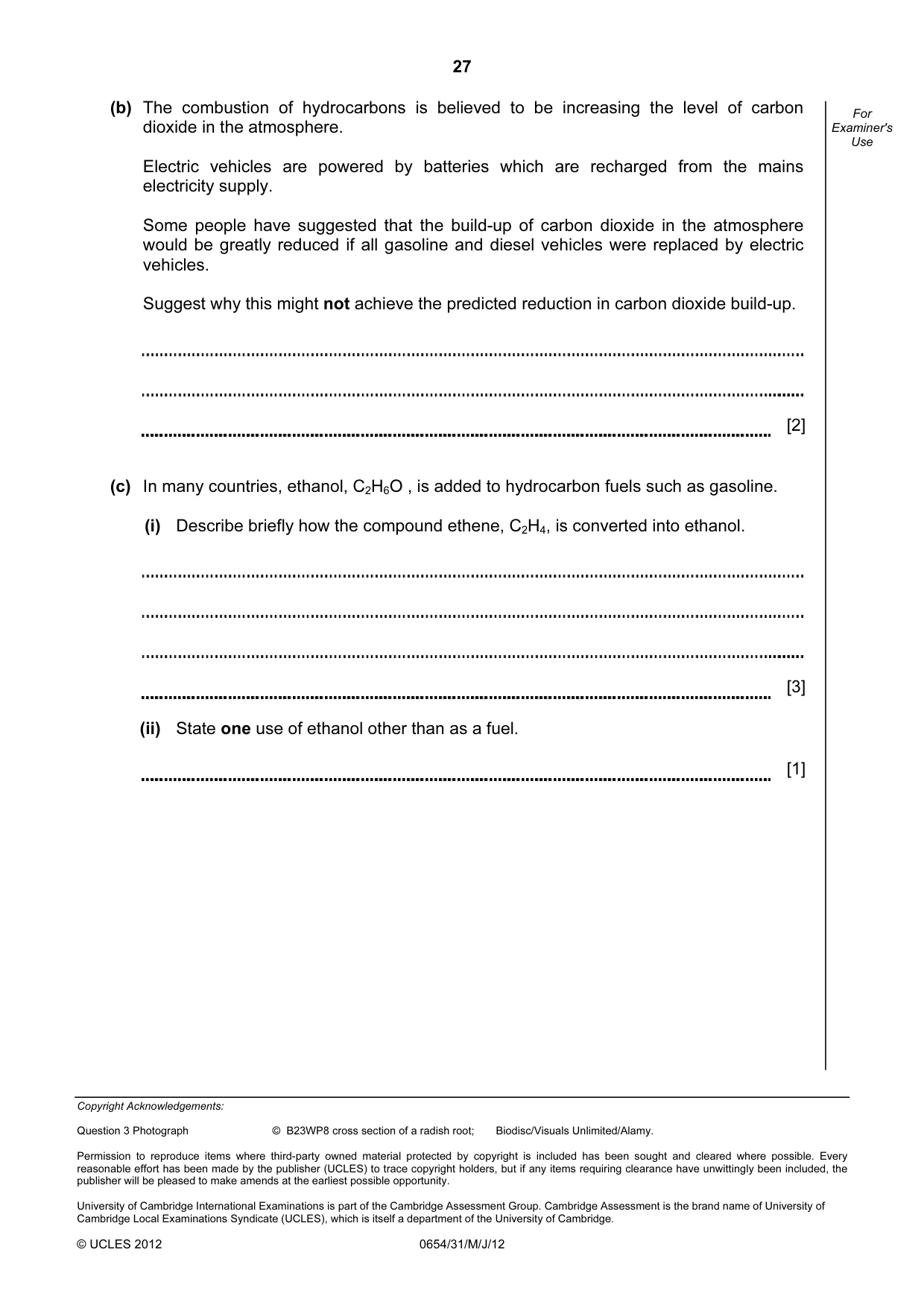 Cambridge IGCSE Sciences - Co-ordinated (Double) 0654 2012 May/June Paper 3 · Variant 1 question paper, page 27 of 28
