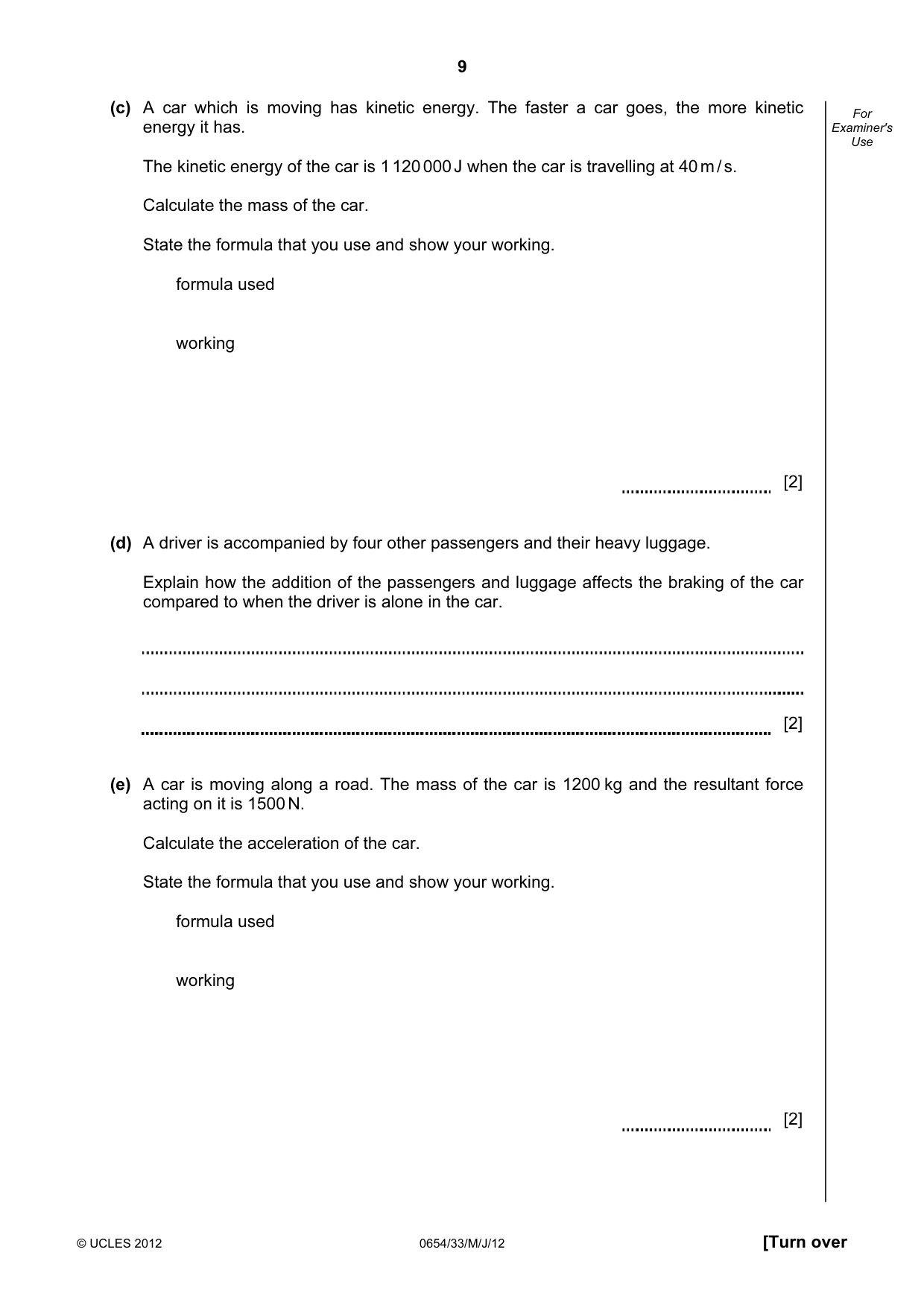 Cambridge IGCSE Sciences - Co-ordinated (Double) 0654 2012 May/June Paper 3 · Variant 3 question paper, page 9 of 28