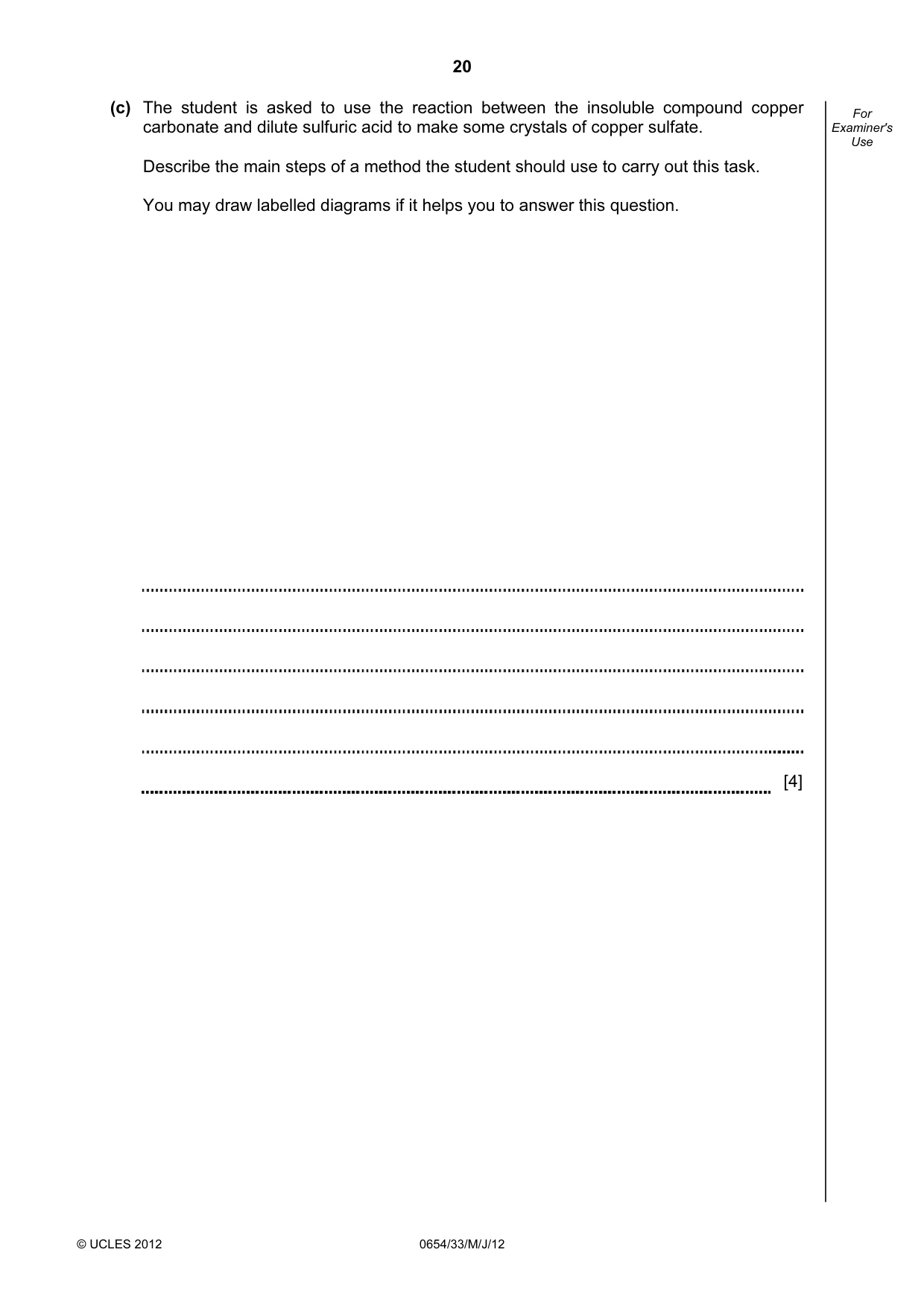 Cambridge IGCSE Sciences - Co-ordinated (Double) 0654 2012 May/June Paper 3 · Variant 3 question paper, page 20 of 28