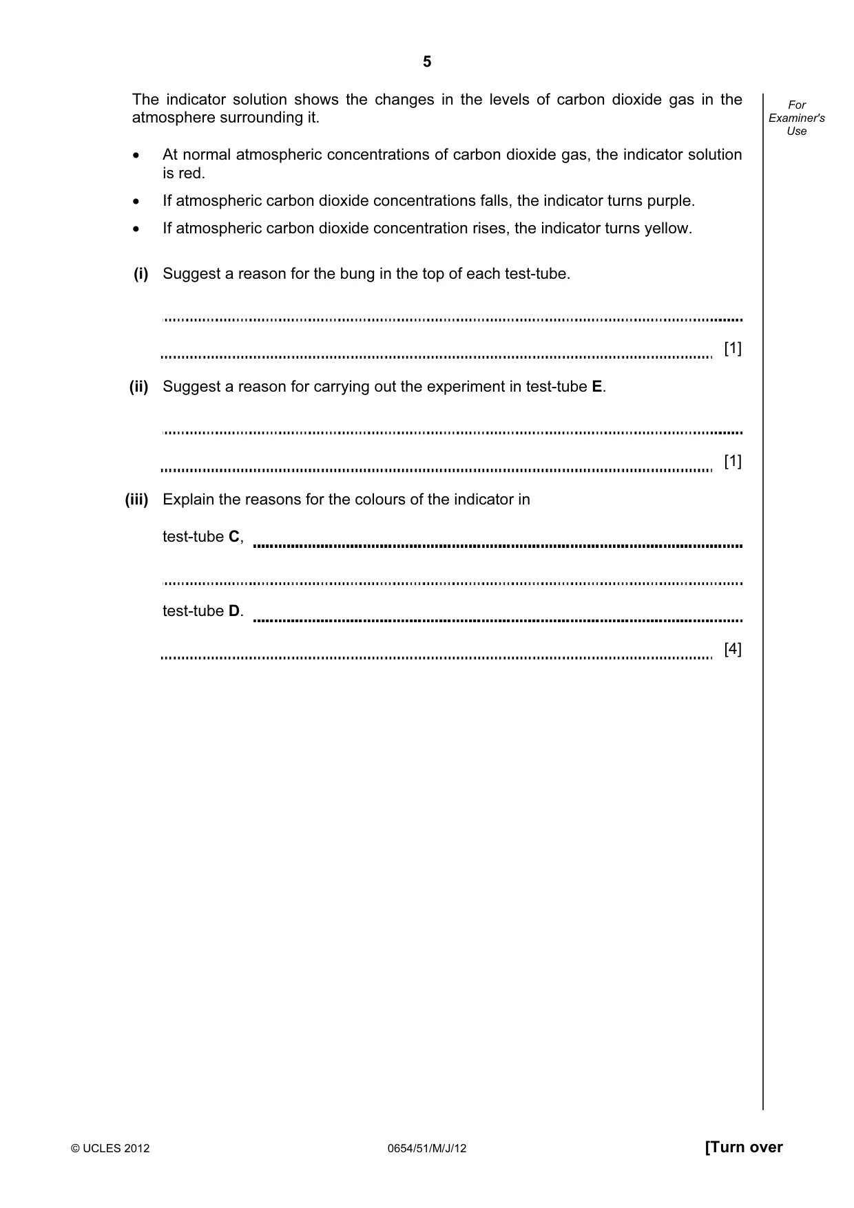 Cambridge IGCSE Sciences - Co-ordinated (Double) 0654 2012 May/June Paper 5 · Variant 1 question paper, page 5 of 16