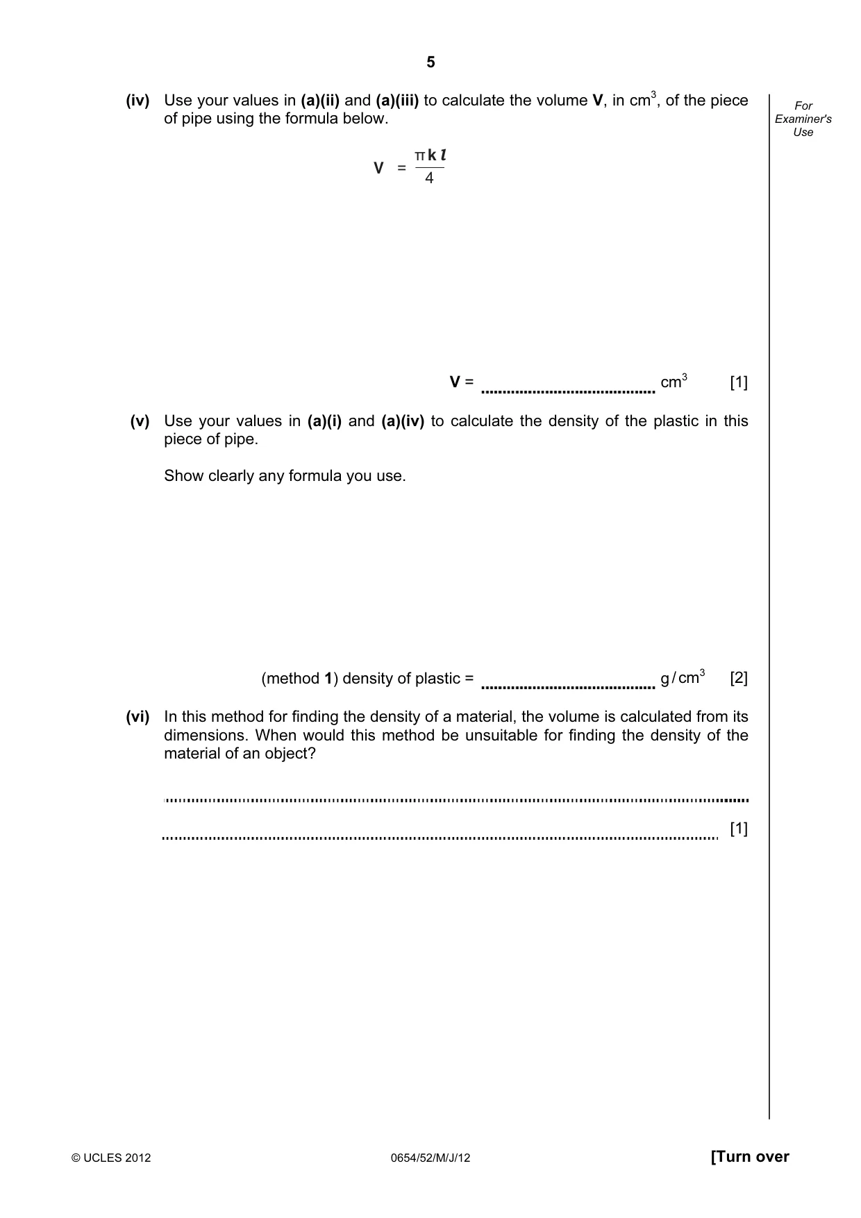Cambridge IGCSE Sciences - Co-ordinated (Double) 0654 2012 May/June Paper 5 · Variant 2 question paper, page 5 of 12
