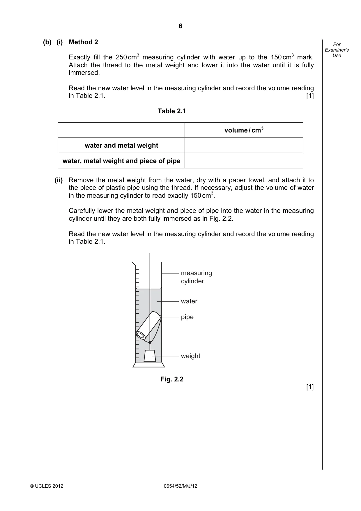 Cambridge IGCSE Sciences - Co-ordinated (Double) 0654 2012 May/June Paper 5 · Variant 2 question paper, page 6 of 12