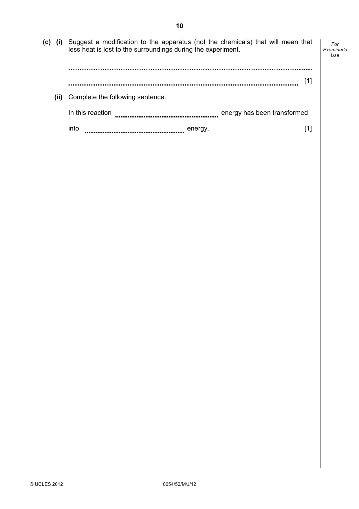Cambridge IGCSE Sciences - Co-ordinated (Double) 0654 2012 May/June Paper 5 · Variant 2 question paper, page 10 of 12