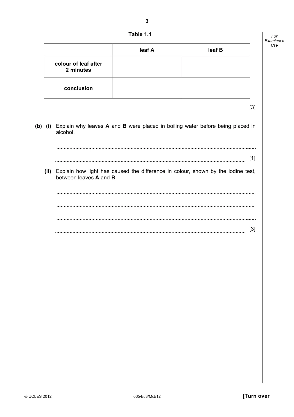 Cambridge IGCSE Sciences - Co-ordinated (Double) 0654 2012 May/June Paper 5 · Variant 3 question paper, page 3 of 16
